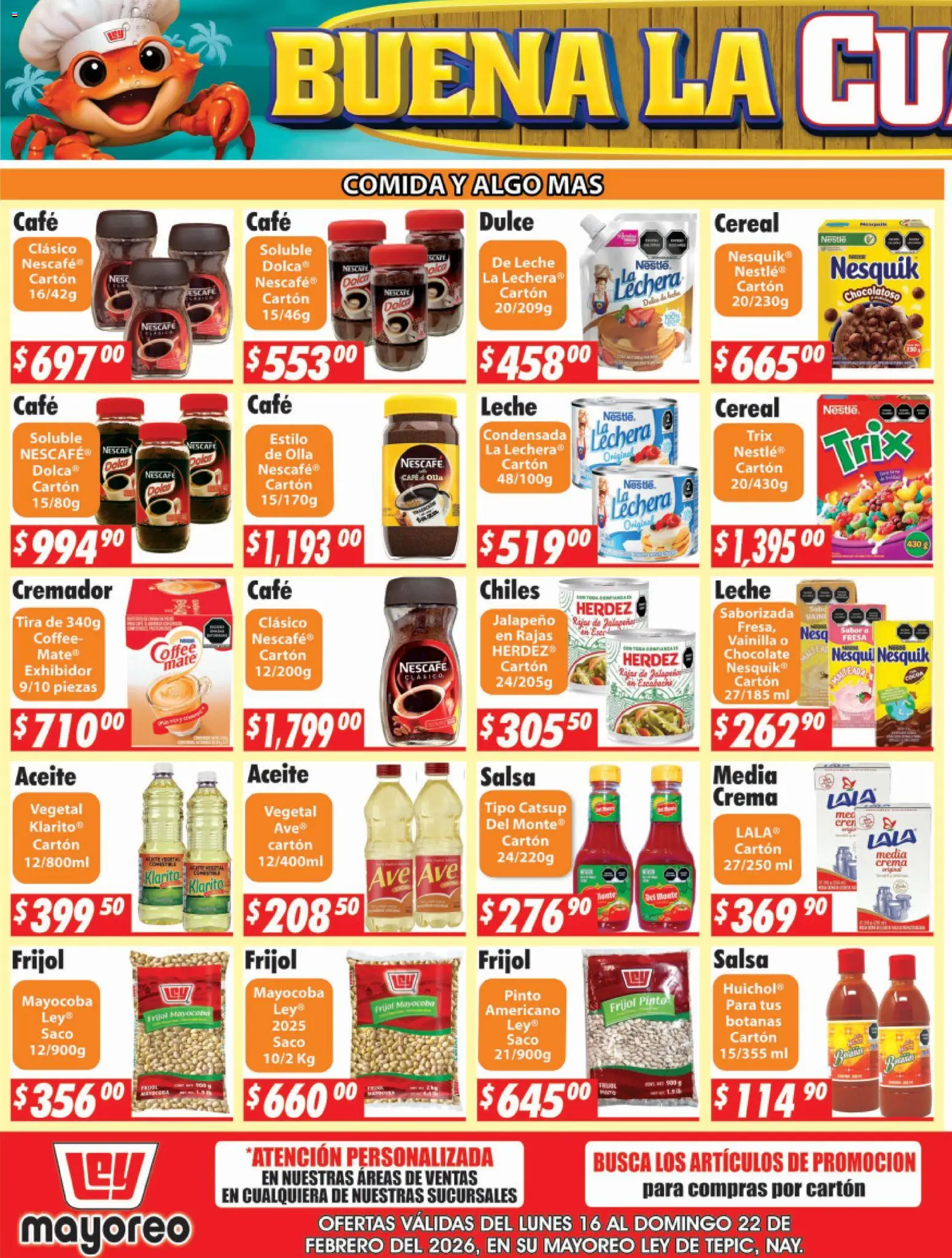Nuevas ofertas de Casa Ley válidas en toda la República Mexicana desde el 16.02.2026. ¡Encuentra las mejores ofertas en Casa Ley folleto Tepic! | Página: 3 | Productos: Crema, Leche, Aceite, Mate