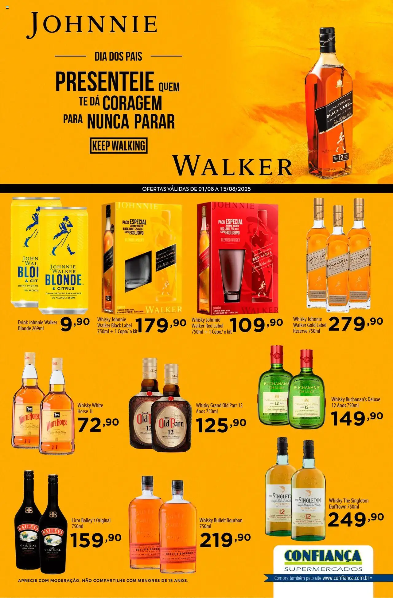 Confiança Folheto - válido de 01.08.2025 | Página: 1 | Produtos: Whisky, Licor, Bourbon