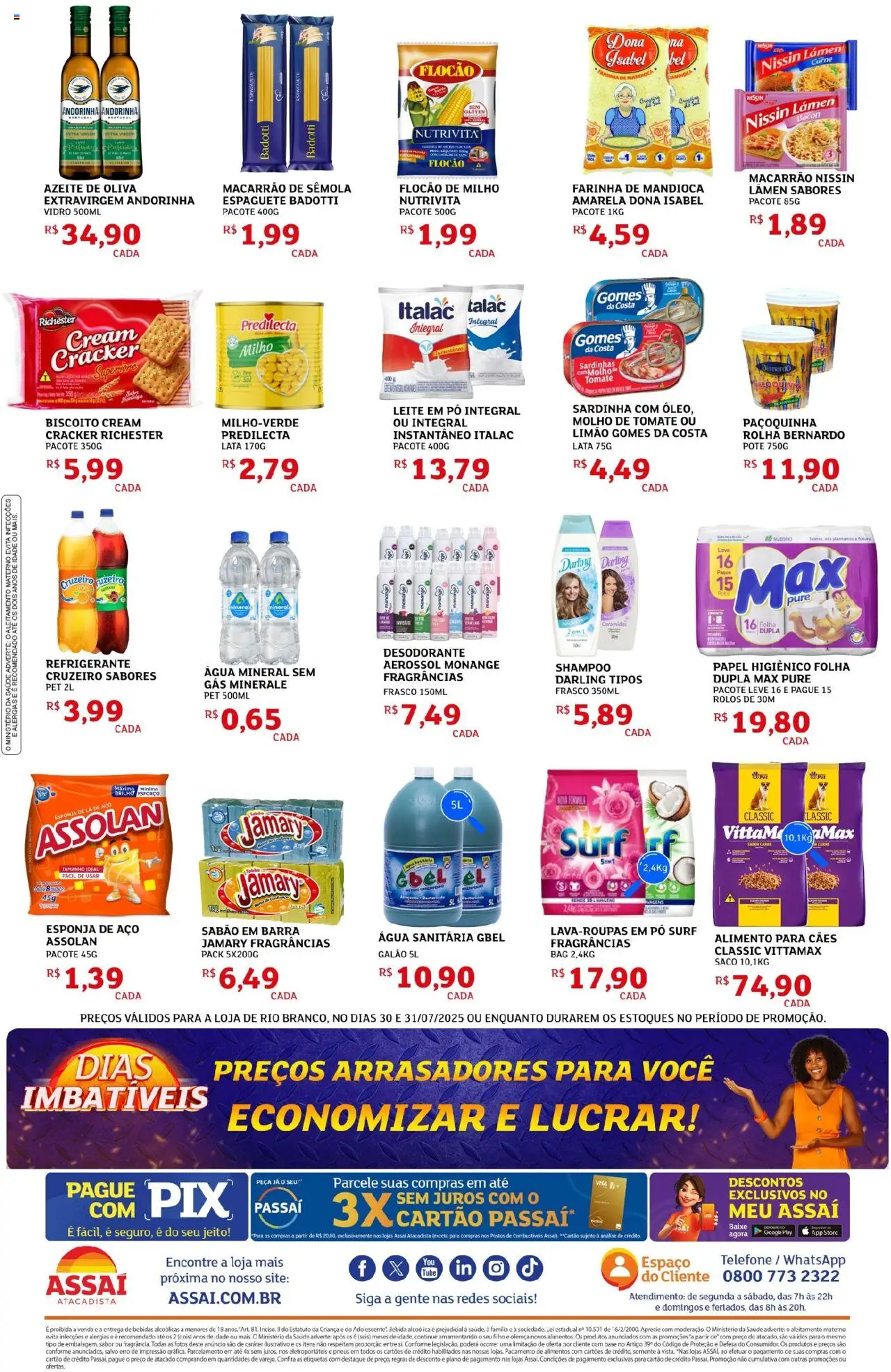 Assaí Atacadista Folheto - válido de 30.07.2025 | Página: 2 | Produtos: Sabão, Base, Carne, Água mineral