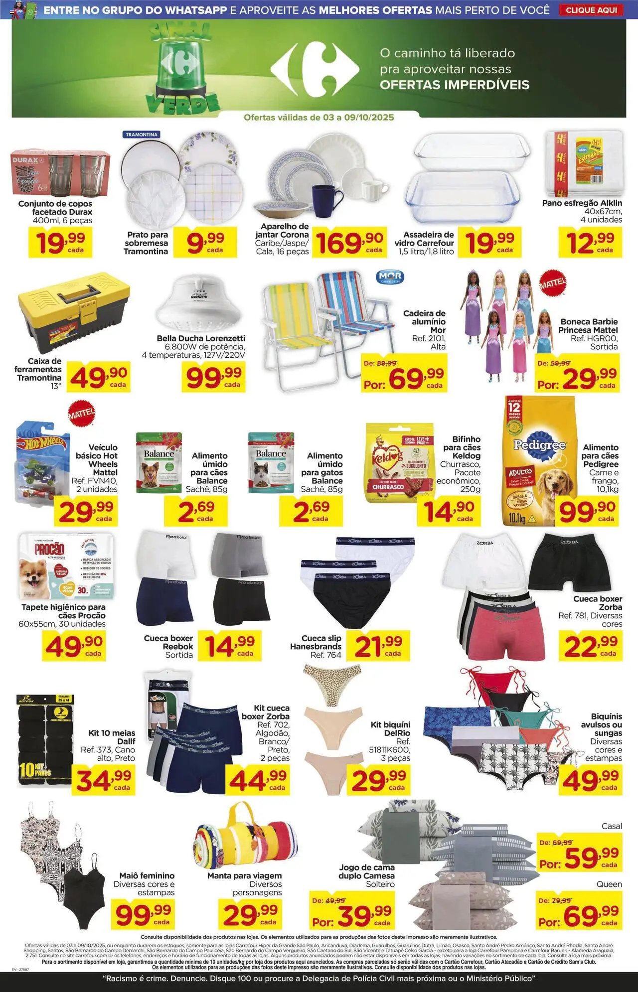 Carrefour Folheto - válido de 03.10.2025 | Página: 20 | Produtos: Biquíni, Cadeira, Maiô, Meias