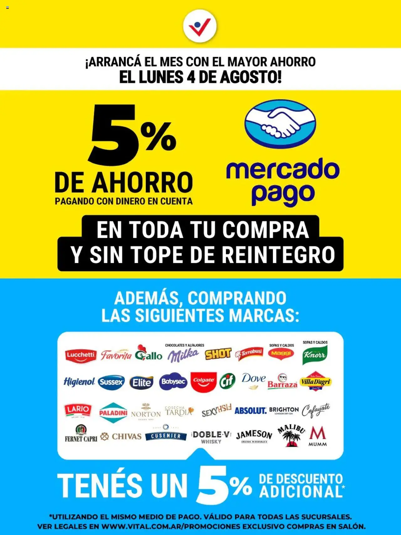 Vital - Mercado Pago │ válido desde el 04.08.2025 | Página: 1 | Productos: Whisky, Gin, Whiskey, Fernet