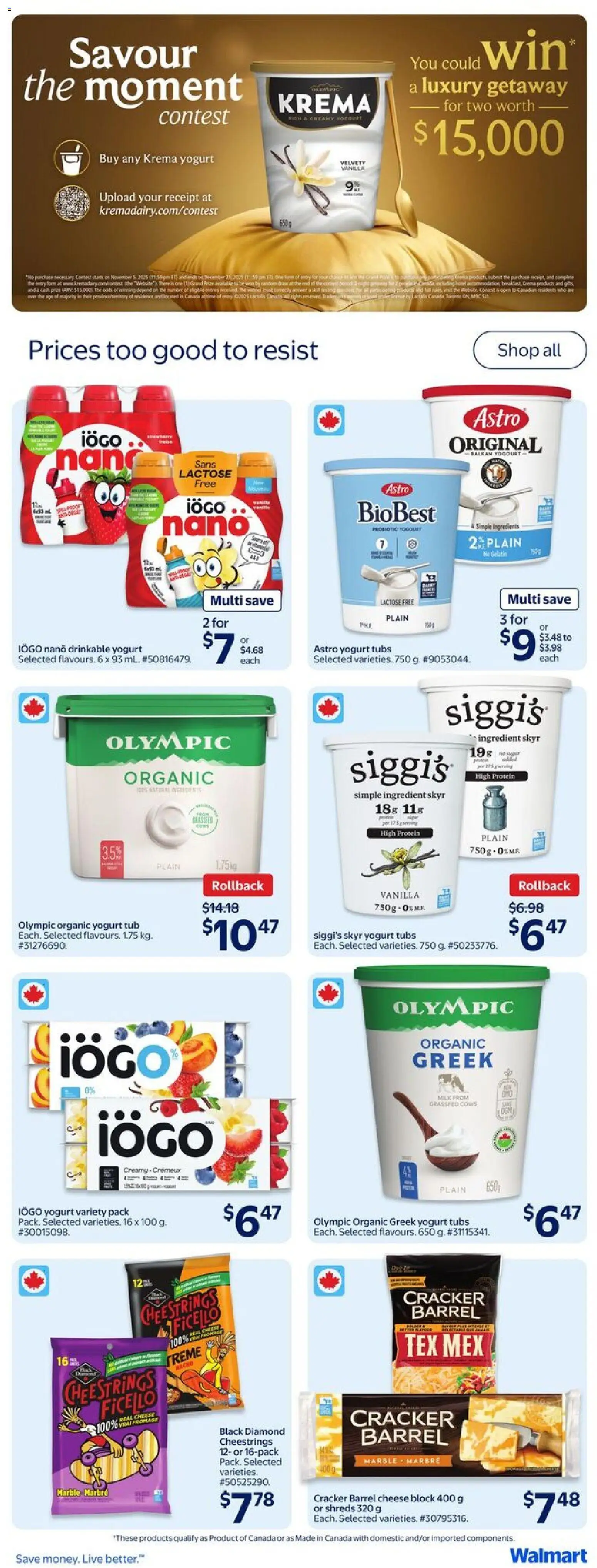 Walmart flyer valid from 20.11.2025 | Page: 35 | Products: Cheese, Yogurt