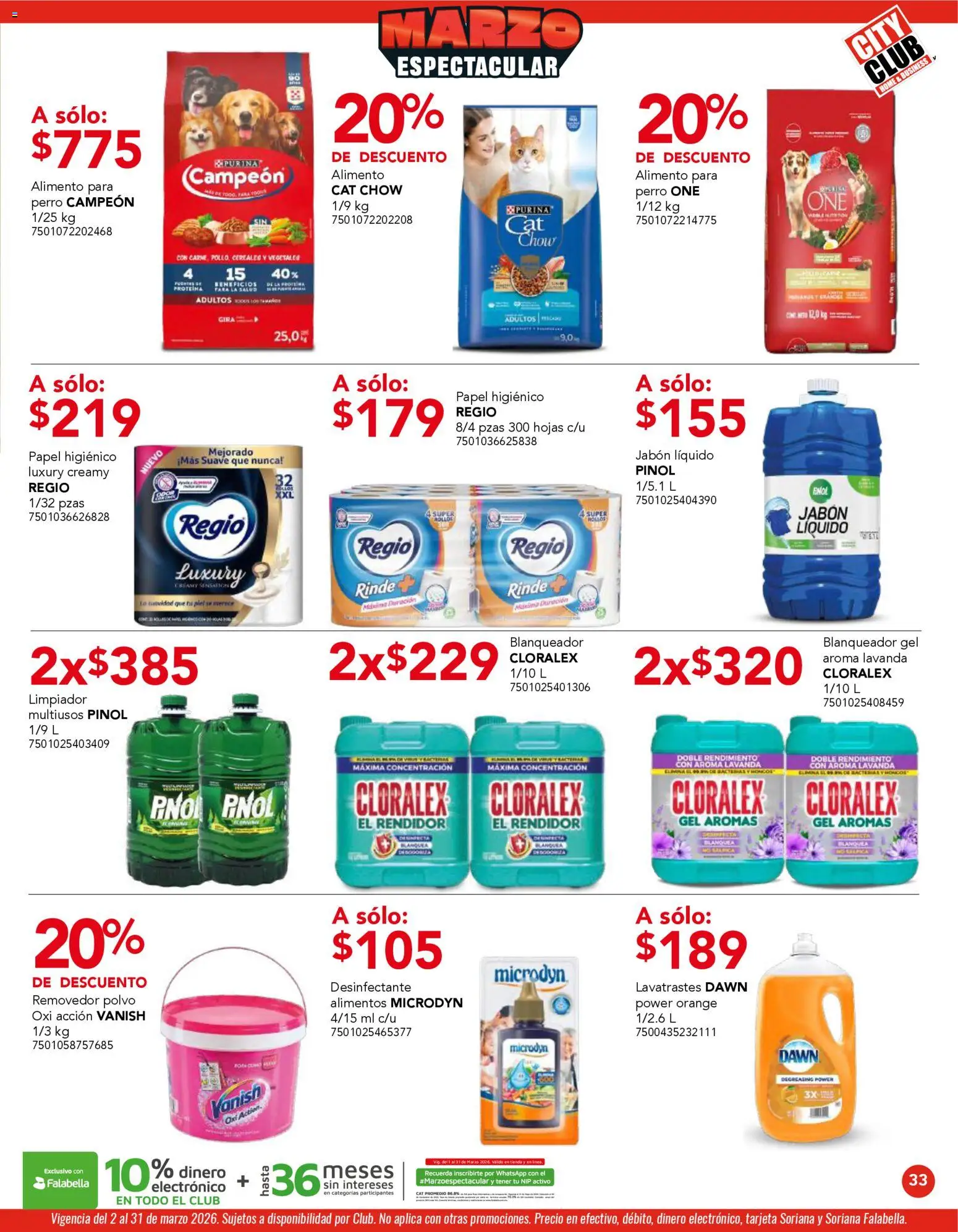 Nuevas ofertas de City Club válidas en toda la República Mexicana desde el 02.03.2026. ¡Encuentra las mejores ofertas en City Club catálogo! | Página: 33 | Productos: Jabón líquido, Limpiador, Desinfectante, Papel higiénico