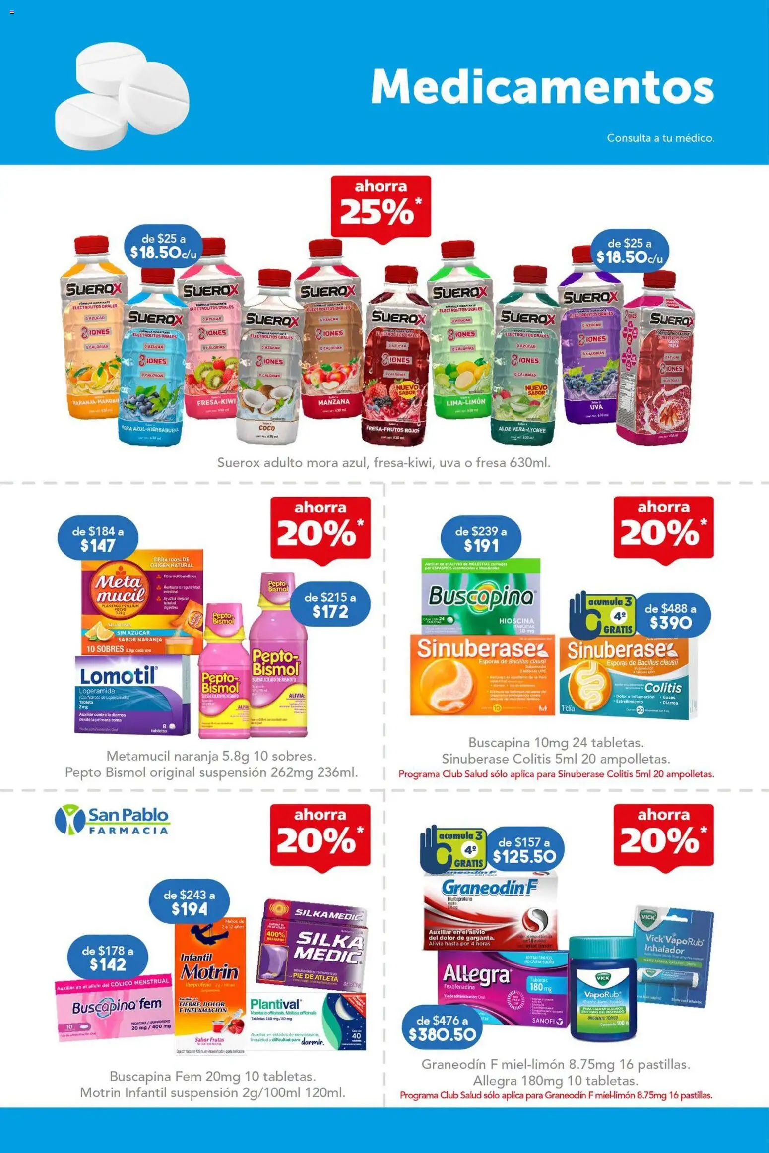 Nuevas ofertas de Farmacia San Pablo válidas en toda la República Mexicana desde el 19.04.2026. ¡Encuentra las mejores ofertas en Farmacia San Pablo catálogo! | Página: 5 | Productos: Fresa, Azúcar, Limón, Uva