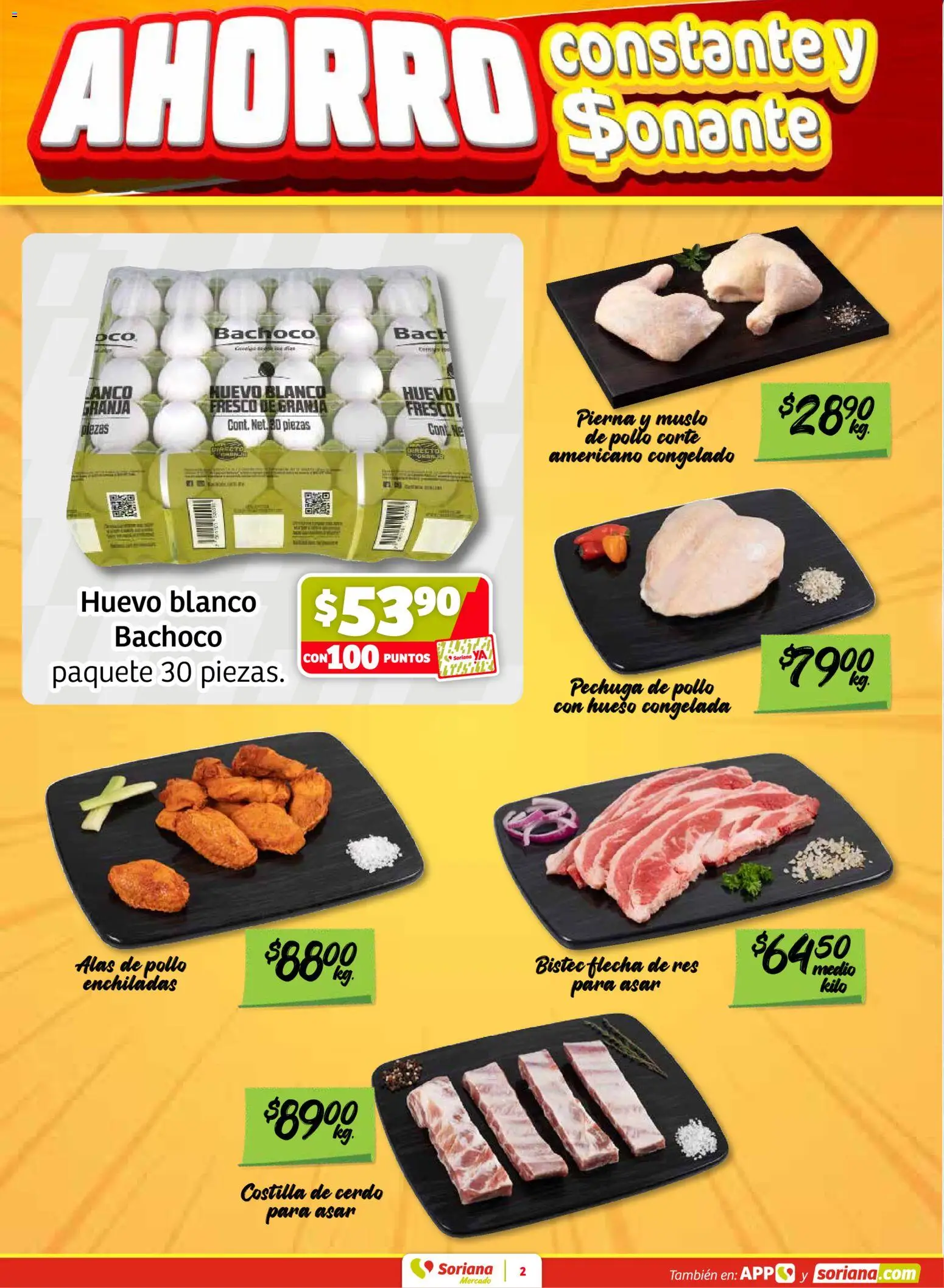 Nuevas ofertas de Soriana válidas en toda la República Mexicana desde el 27.03.2026. ¡Encuentra las mejores ofertas en Soriana Fin de Semana Mercado: Coah, Chih y Dur! | Página: 2 | Productos: Pollo, Huevo, Cerdo, Res