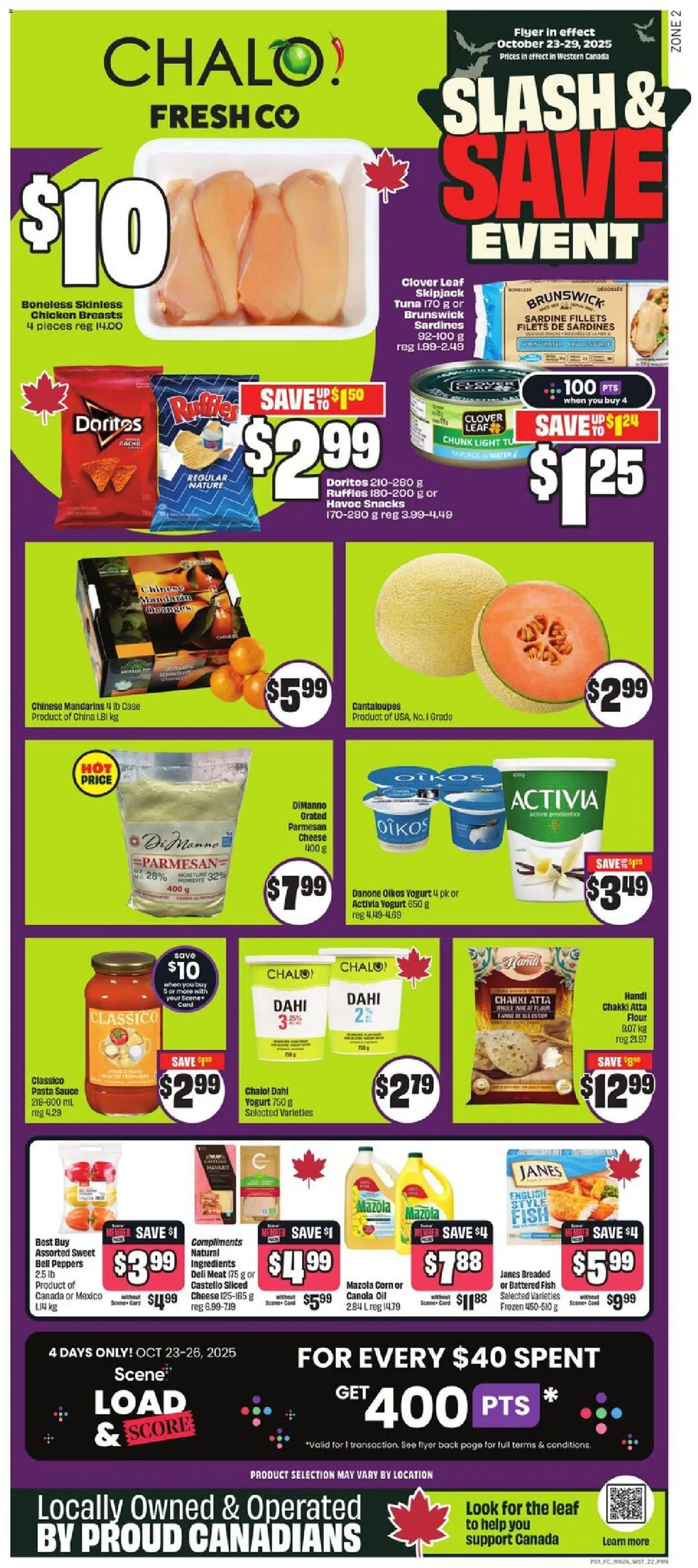 FreshCo flyer valid from 23.10.2025 | Page: 1 | Products: Case, Cheese, Yogurt, Oil