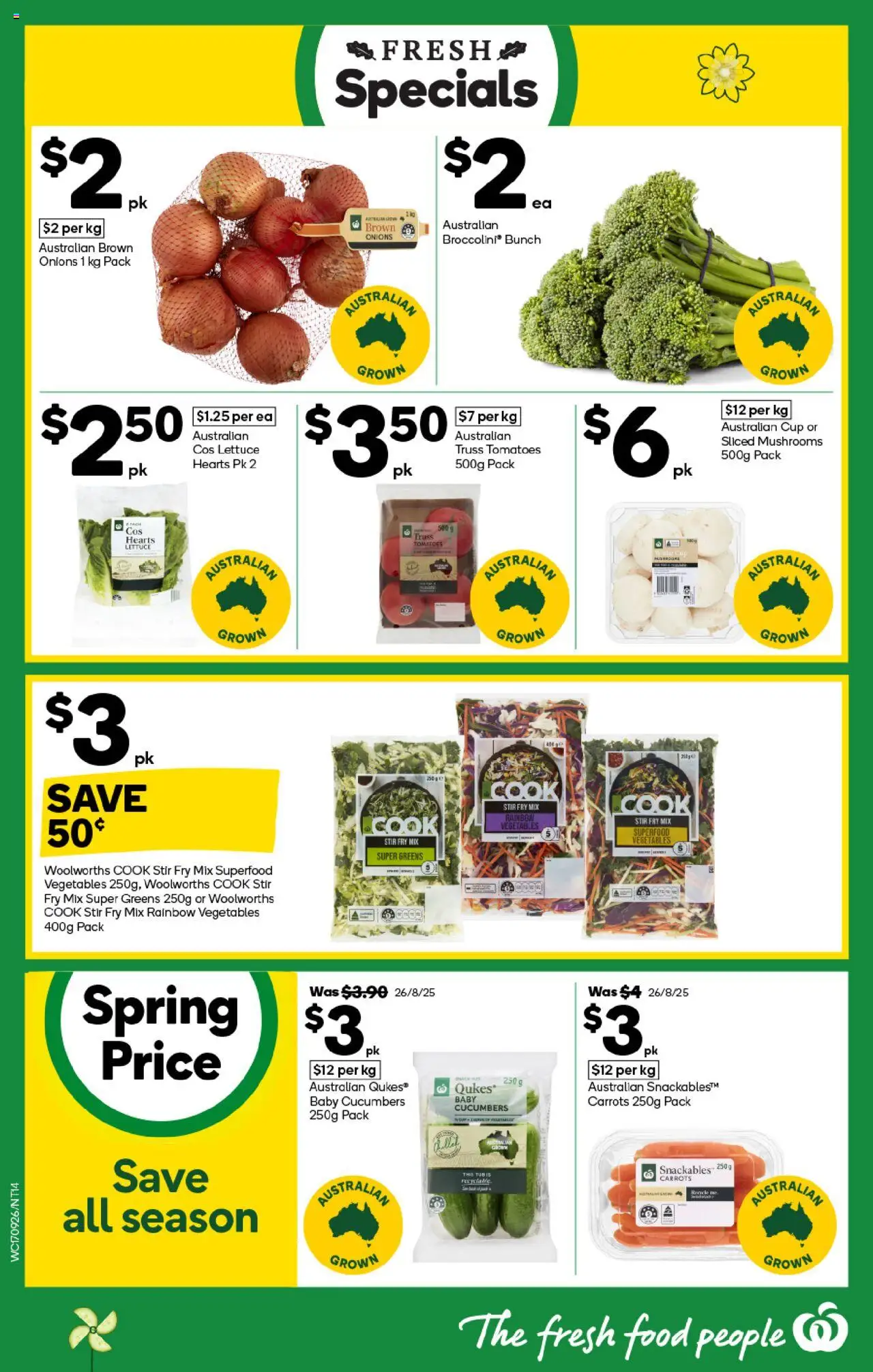 Woolworths catalogue - valid from 17.09.2025 | Page: 14 | Products: Lettuce, Carrots, Cucumbers, Greens