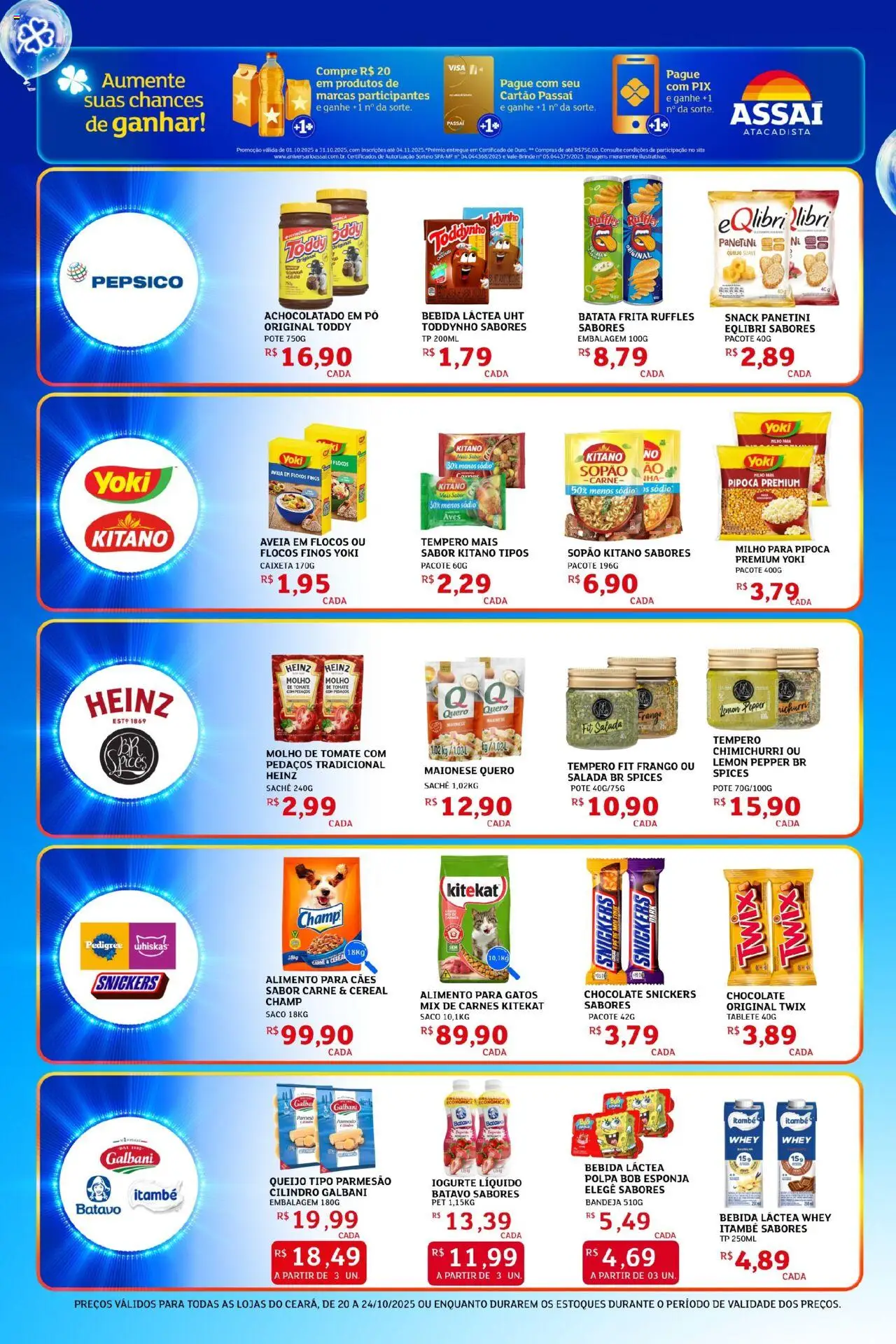 Assaí Atacadista Folheto - válido de 20.10.2025 | Página: 4 | Produtos: Twix, Queijo, Iogurte, Carne