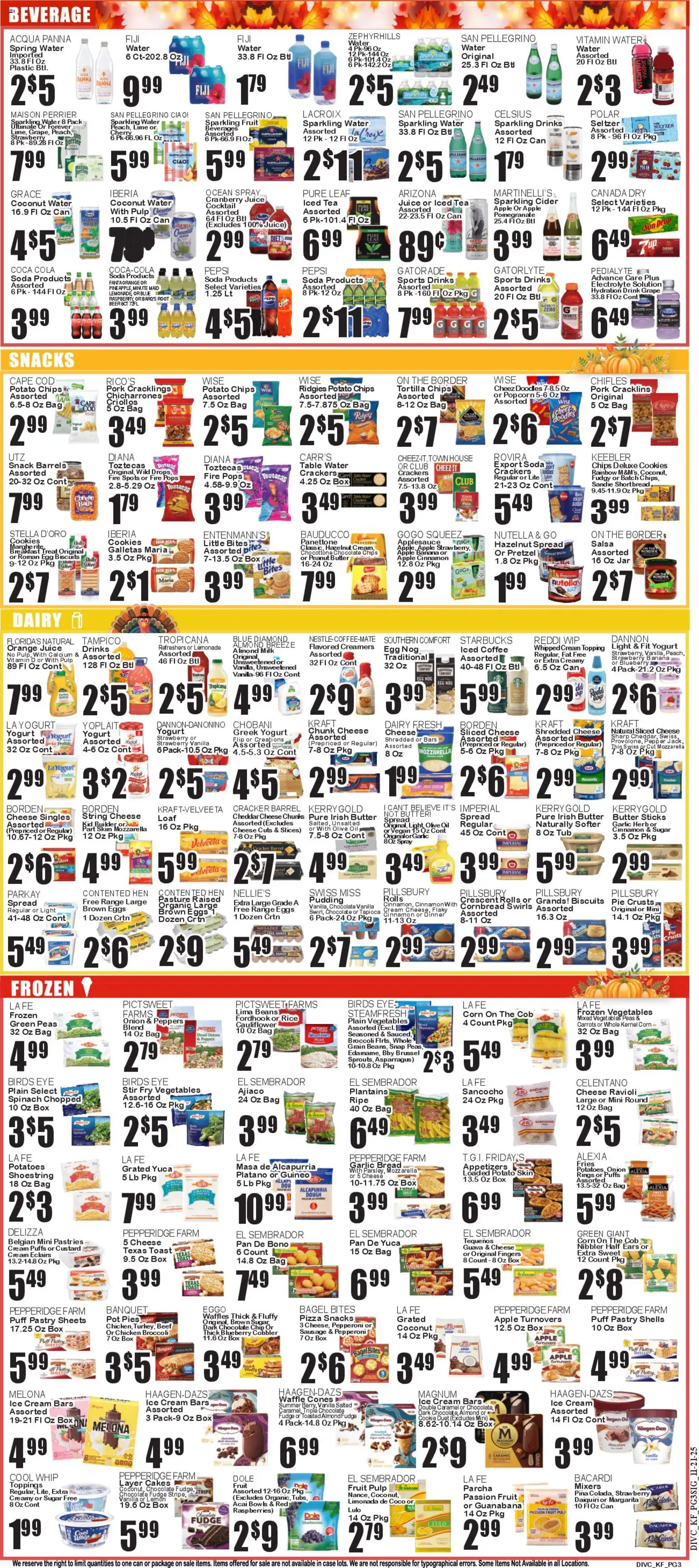 Key Food Weekly Ad - valid from 21.11.2025 | Page: 3 | Products: Oil, Tea, Ice cream, Potatoes