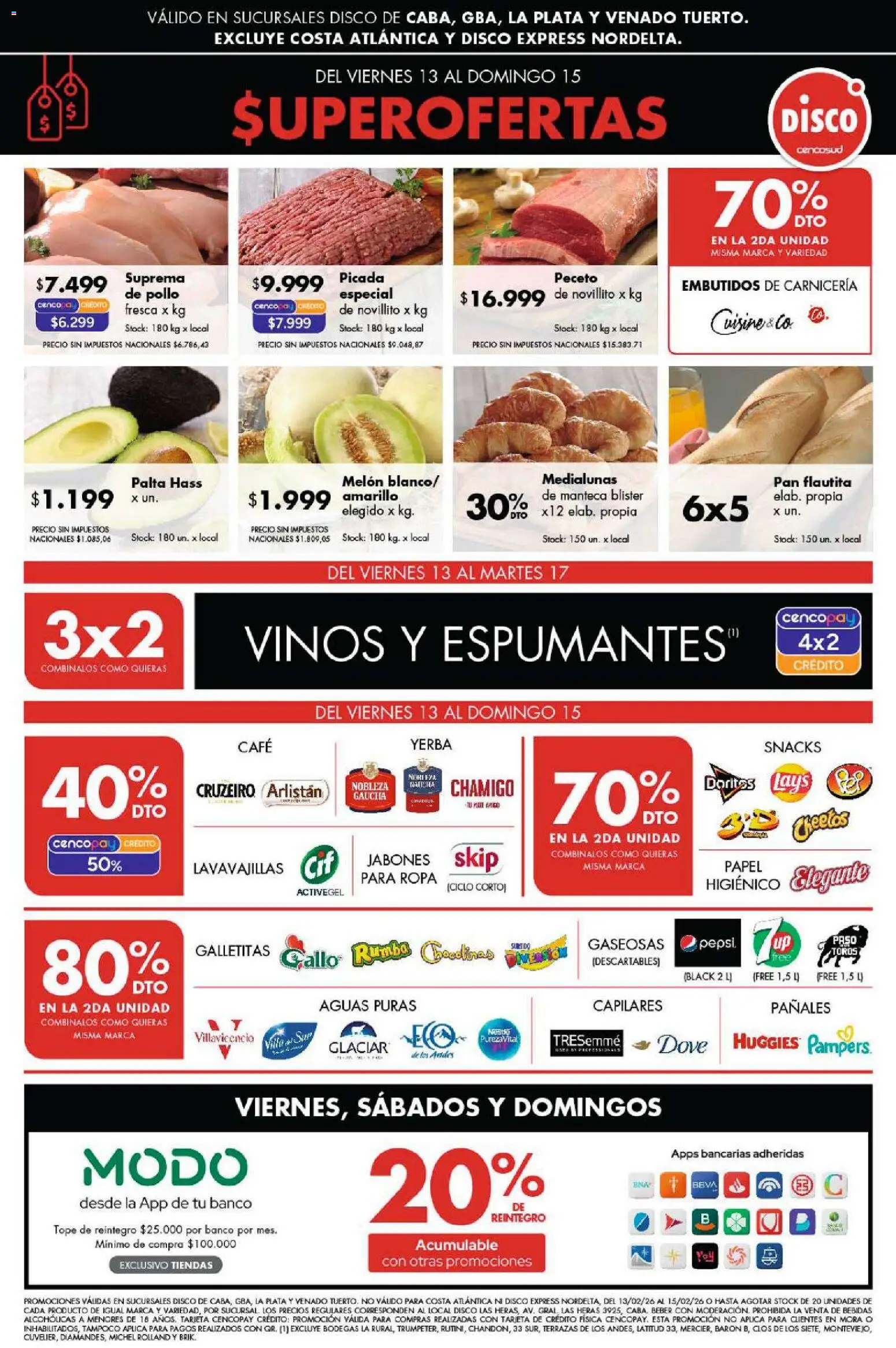 Disco ofertas │ válido desde el 13.02.2026 | Página: 1 | Productos: Lavavajillas, Banco, Palta, Pañales
