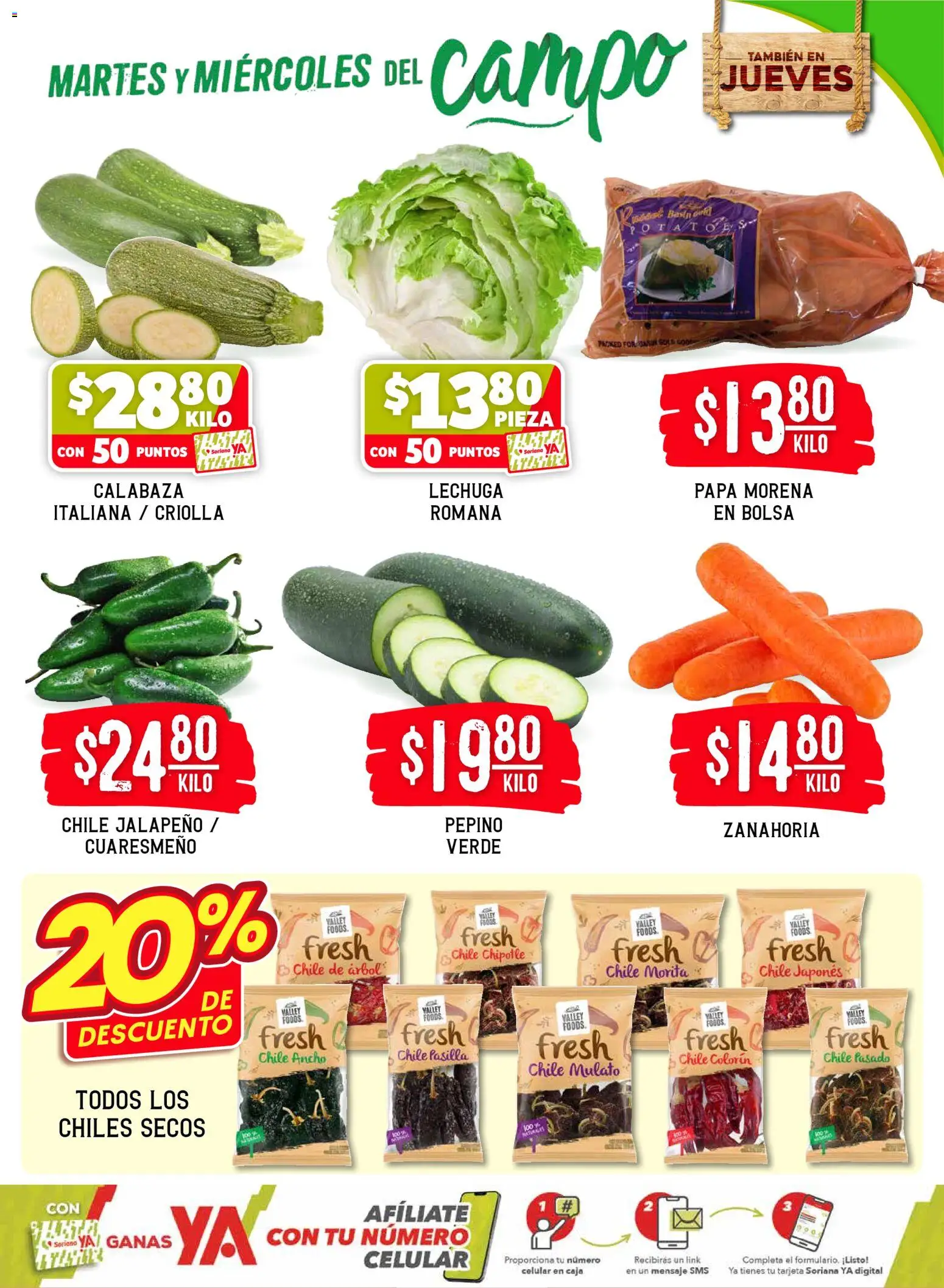 Nuevas ofertas de Soriana válidas en toda la República Mexicana desde el 31.03.2026. ¡Encuentra las mejores ofertas en Soriana Martes y Miércoles del Campo Híper: Saltillo y Torreón! | Página: 3 | Productos: Papa, Bolsa, Lechuga, Zanahoria