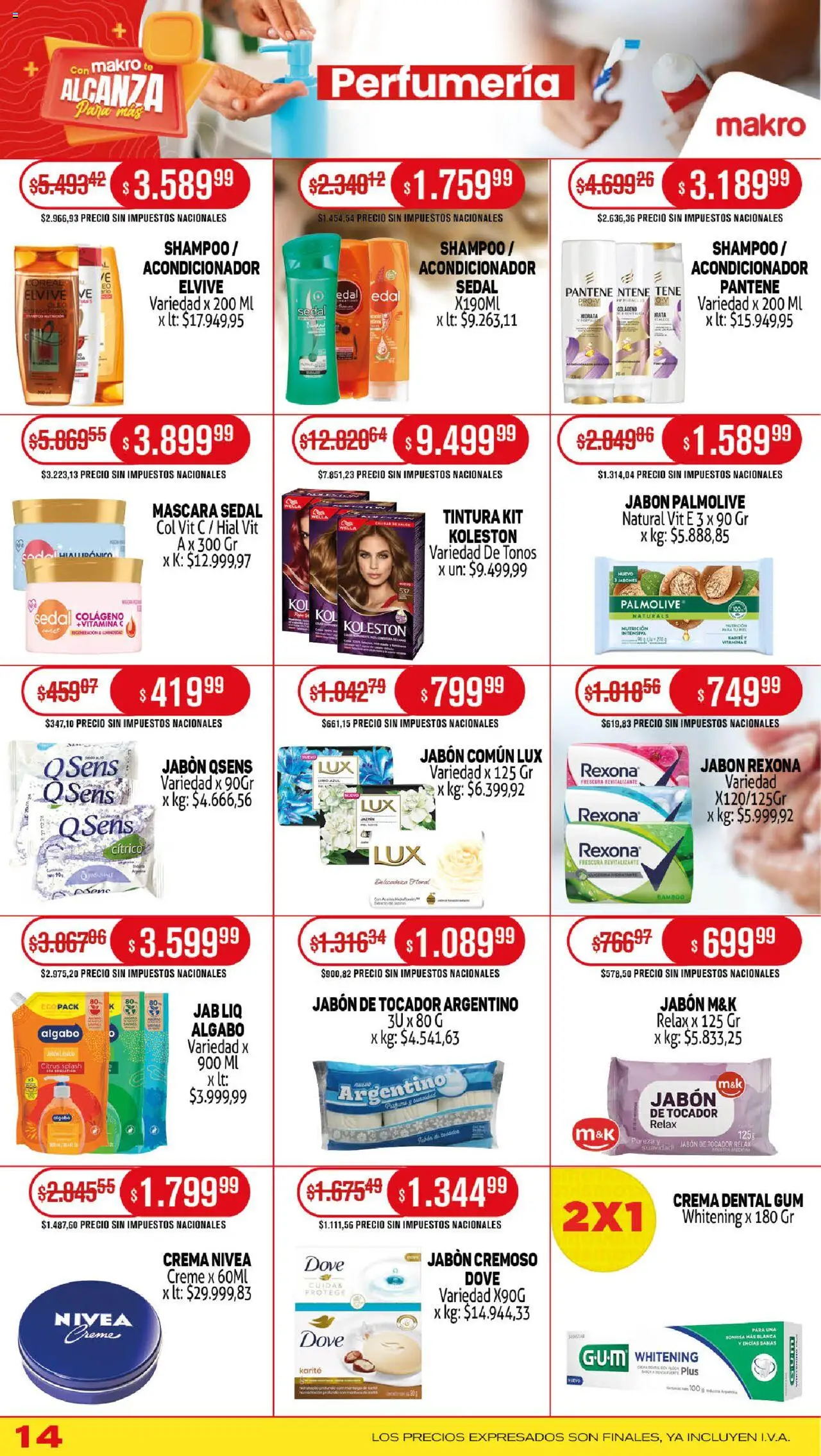 Makro ofertas │ válido desde el 25.09.2025 | Página: 14 | Productos: Máscara, Tintura, Acondicionador, Jabón