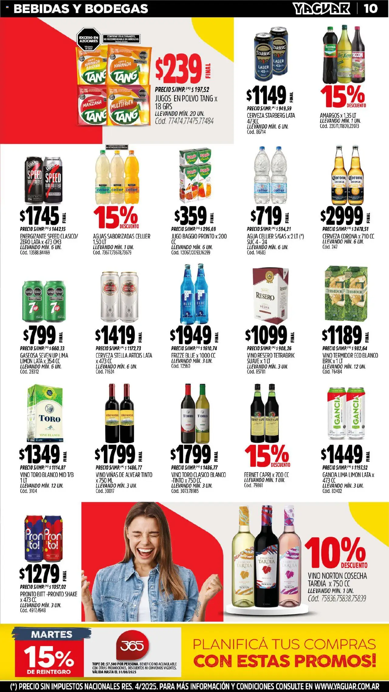 Yaguar - Córdoba │ válido desde el 18.08.2025 | Página: 10 | Productos: Banana, Limón, Vino, Cerveza