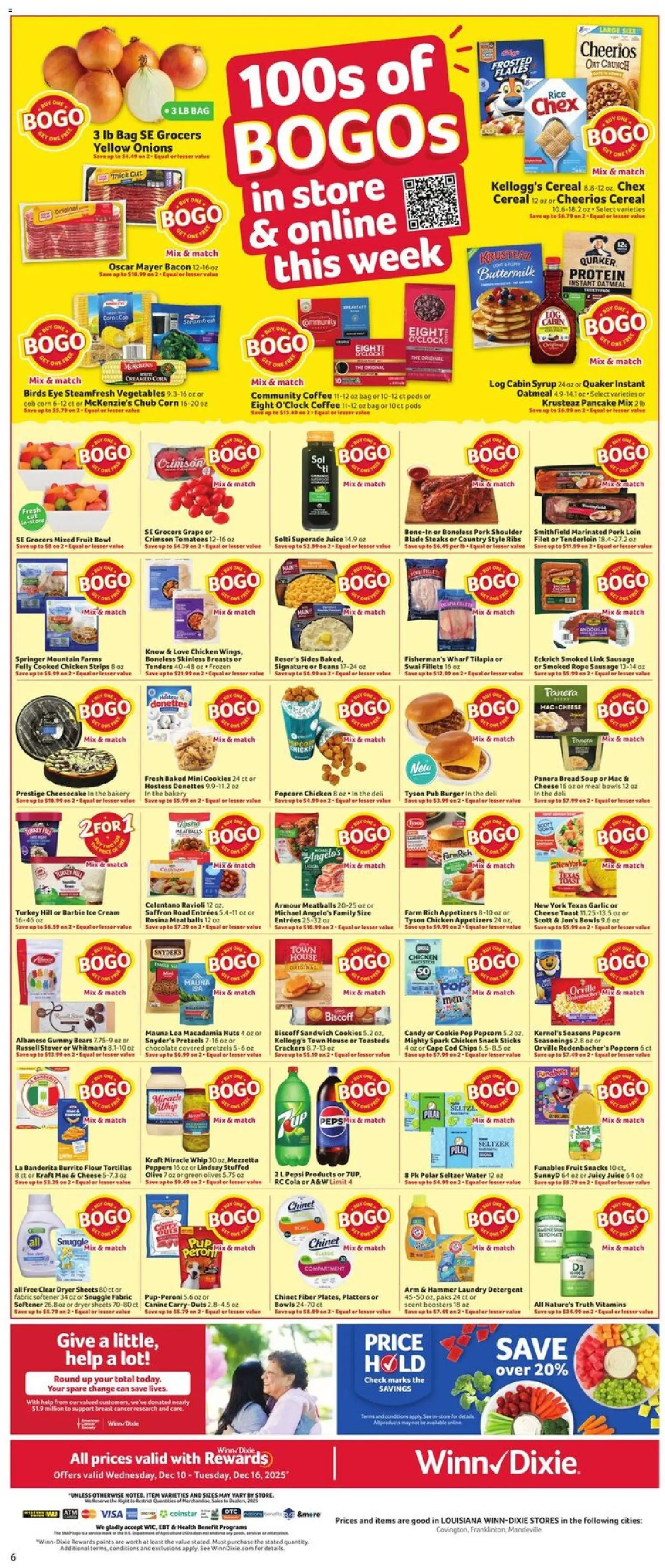 Winn Dixie Weekly Ad - valid from 10.12.2025 | Page: 6 | Products: Bread, Chips, Cream, Bag