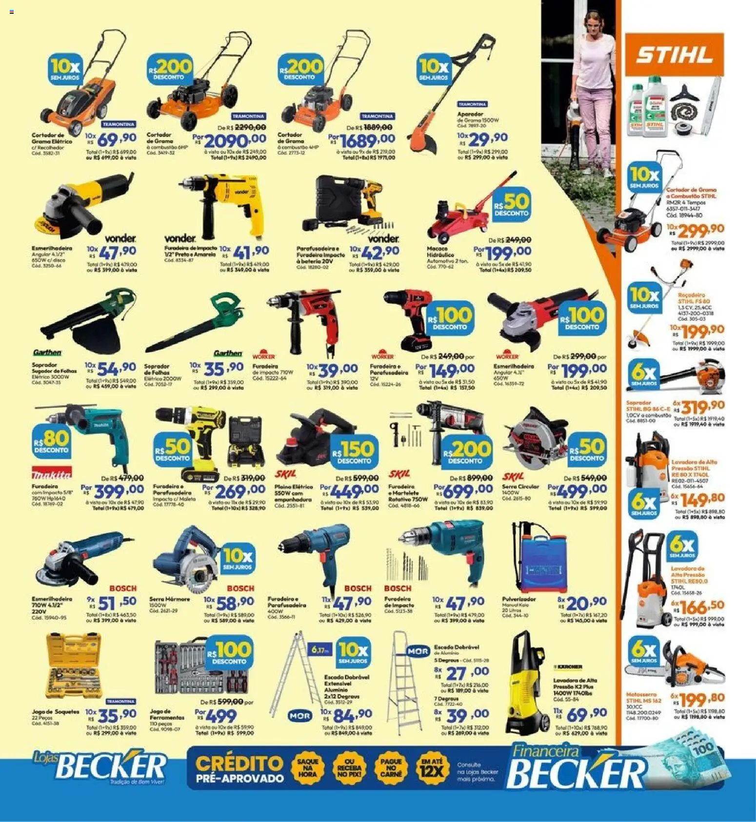 Lojas Becker Folheto - válido de 01.03.2026 | Página: 12 | Produtos: Furadeira, Bateria, Carne, Cortador de grama