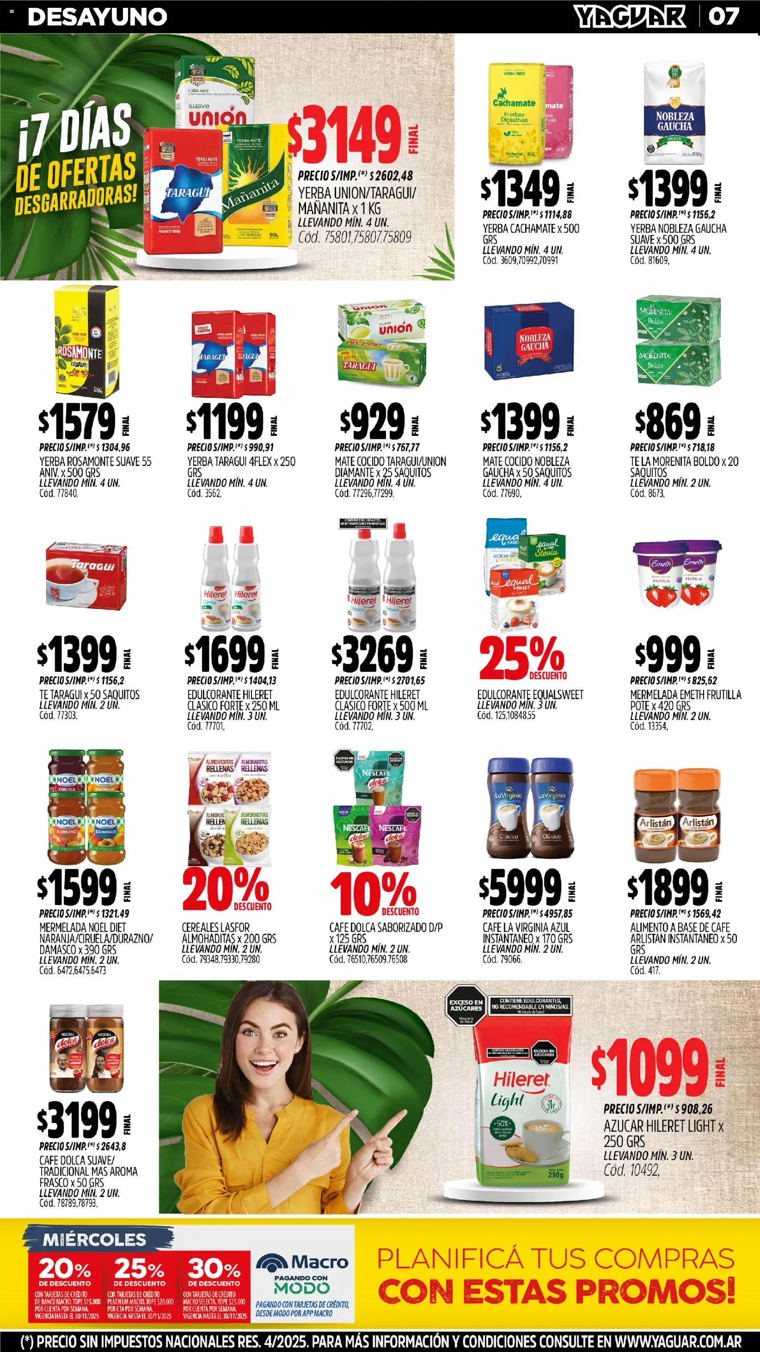 Yaguar - Chaco │ válido desde el 03.11.2025 | Página: 7 | Productos: Yerba, Durazno, Mermelada, Cereales