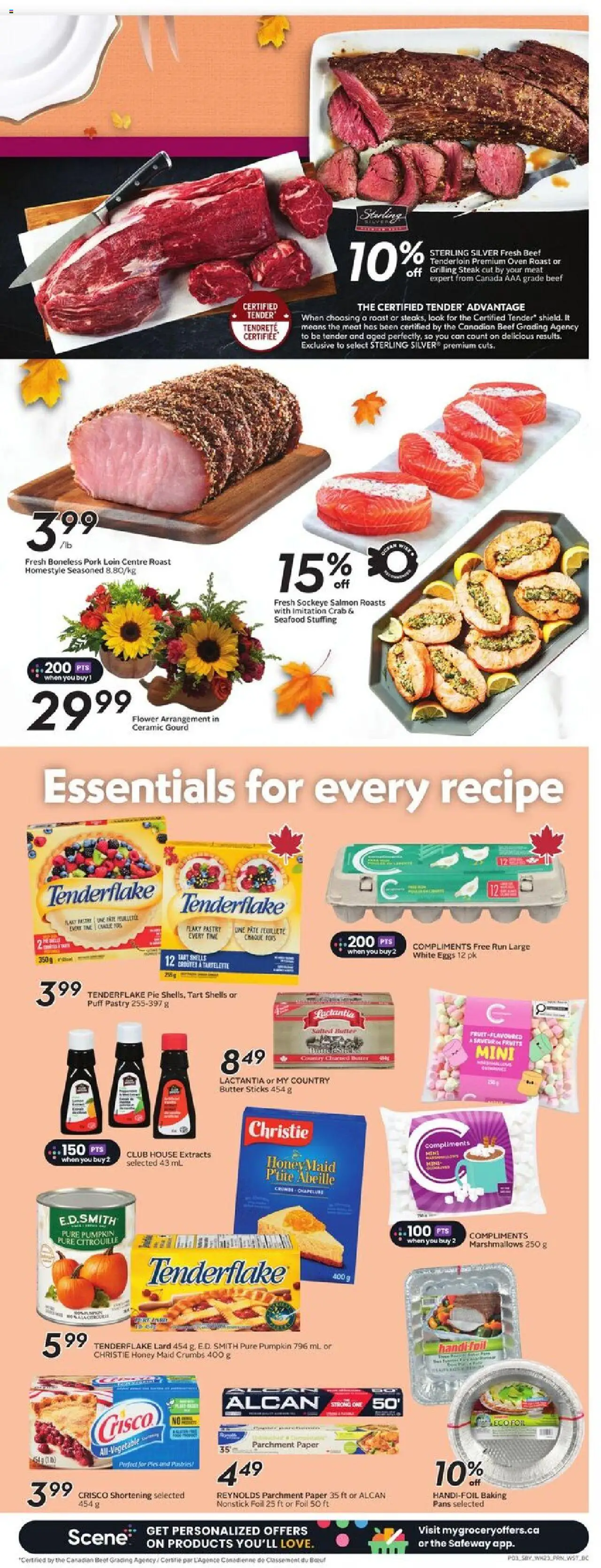 Safeway flyer valid from 02.10.2025 | Page: 6 | Products: Beef, Eggs, Pumpkin, Pork