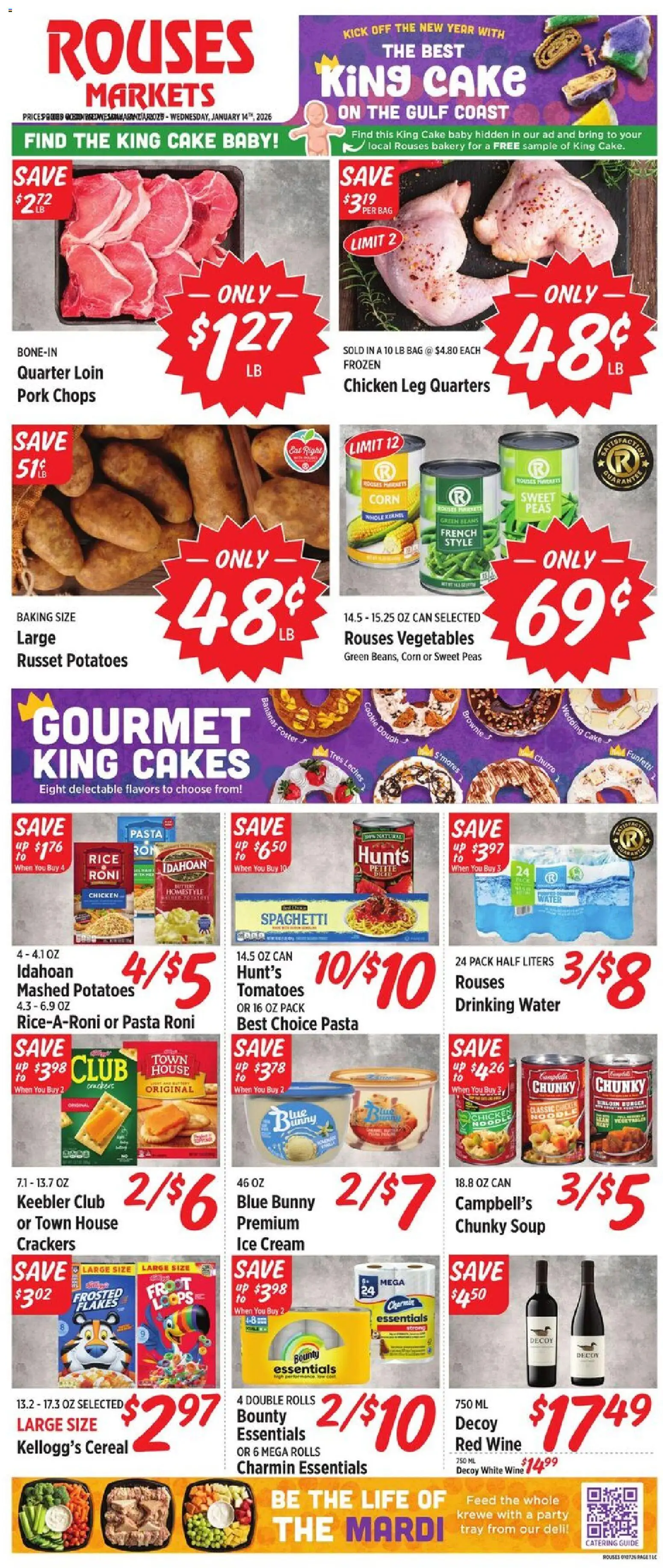 Rouses Weekly Ad - valid from 07.01.2026 | Page: 2 | Products: Wine, Pork, Rice, Cream