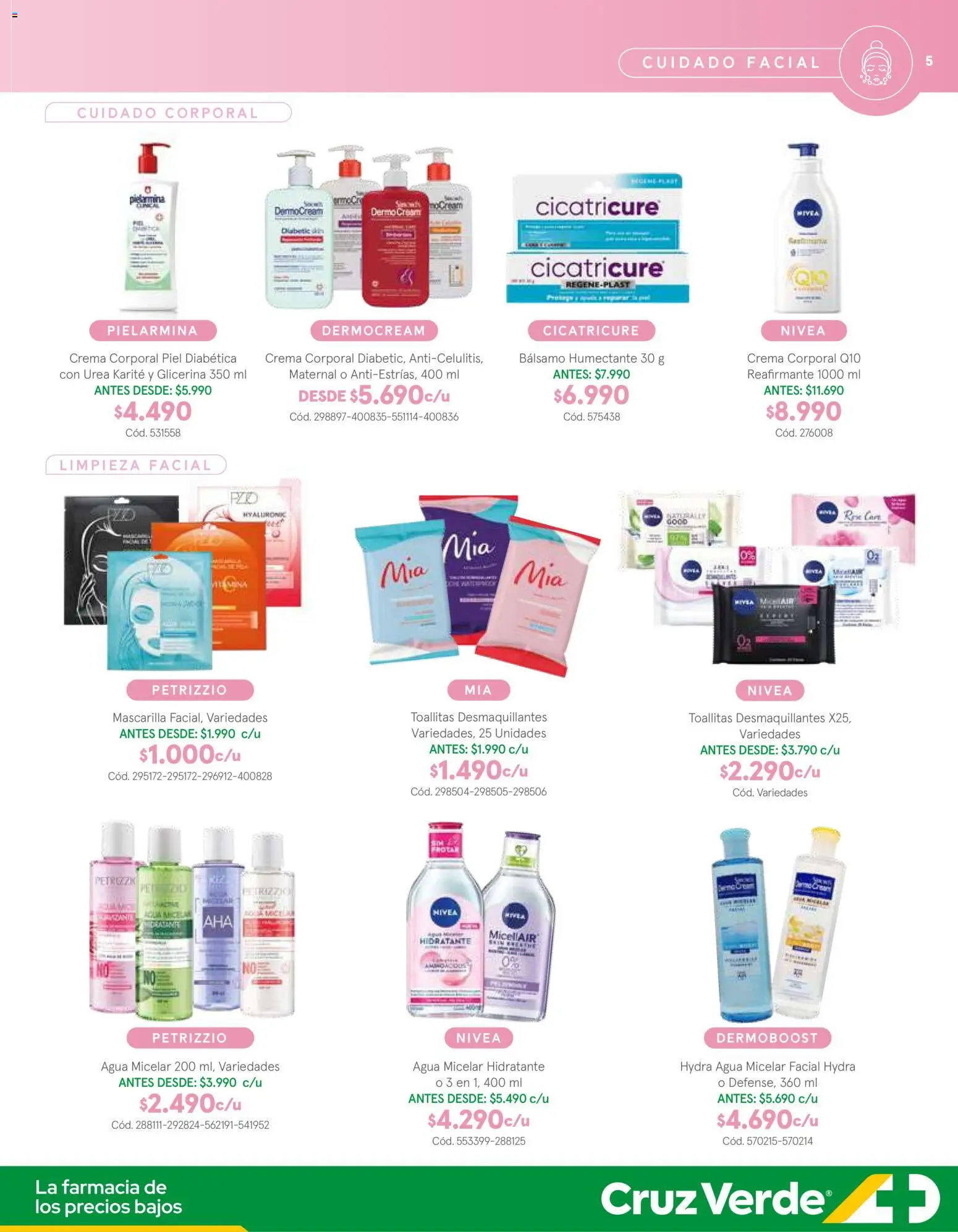 Belleza y Cuidado Personal Cruz Verde │ válido desde el 05.12.2025 | Página: 5 | Productos: Toallitas desmaquillantes, Bálsamo, Mascarilla, Crema