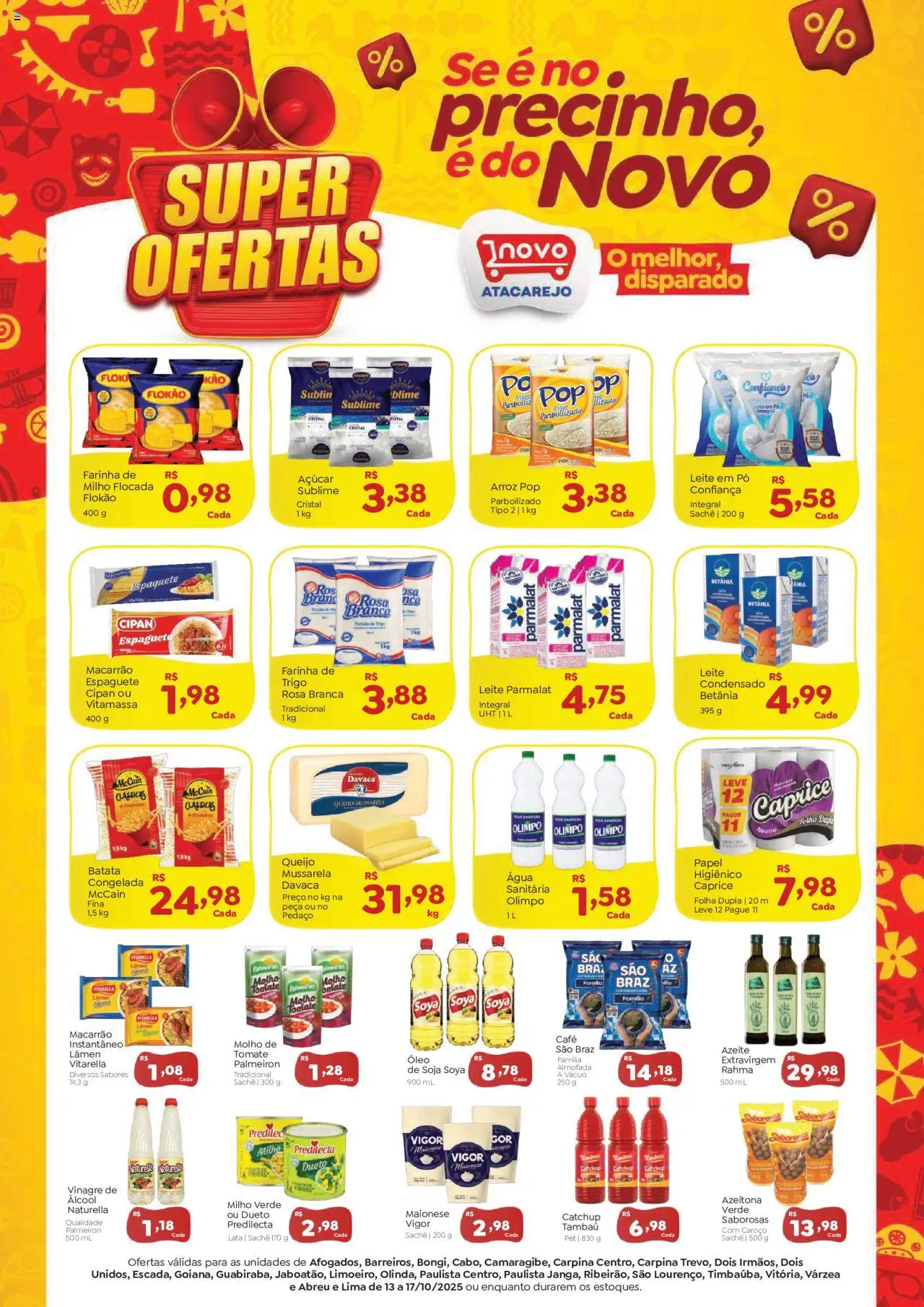 Novo Atacarejo Folheto - válido de 13.10.2025 | Página: 1 | Produtos: Pó, Leite, Maionese, Soja