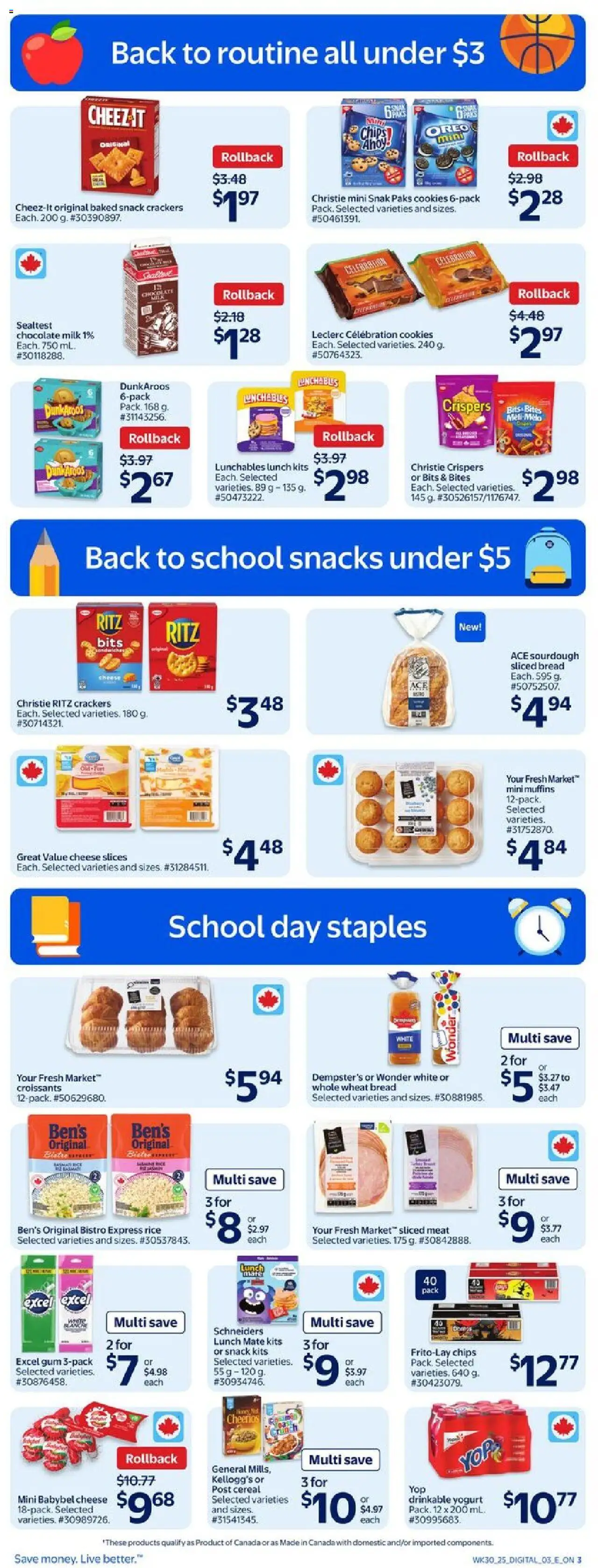 Walmart flyer valid from 21.08.2025 | Page: 4 | Products: Rice, Cookies, Milk, Chocolate