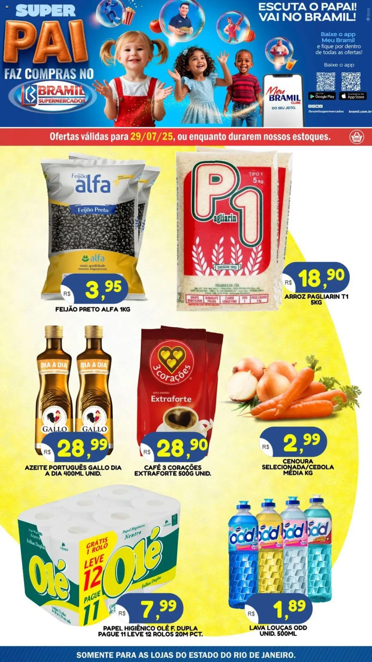 Bramil Supermercados Folheto - válido de 29.07.2025 | Página: 1 | Produtos: Café, Arroz, Azeite, Papel higiênico