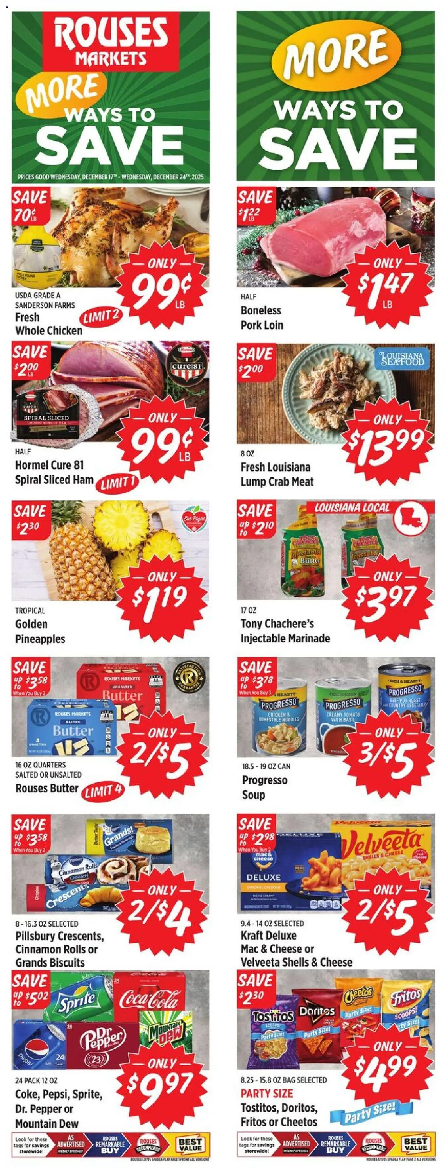 Rouses Weekly Ad - AL - valid from 17.12.2025 | Page: 1 | Products: Cheese, Ham, Noodles, Beef