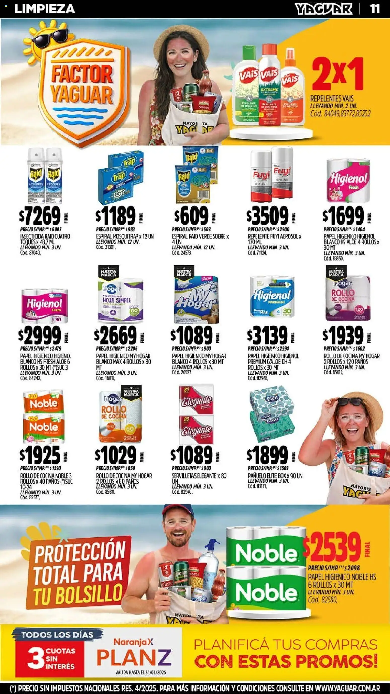 Yaguar - Oferta Semanal Trelew │ válido desde el 26.01.2026 | Página: 11 | Productos: Papel higiénico, Pañuelo, Insecticida, Huevo