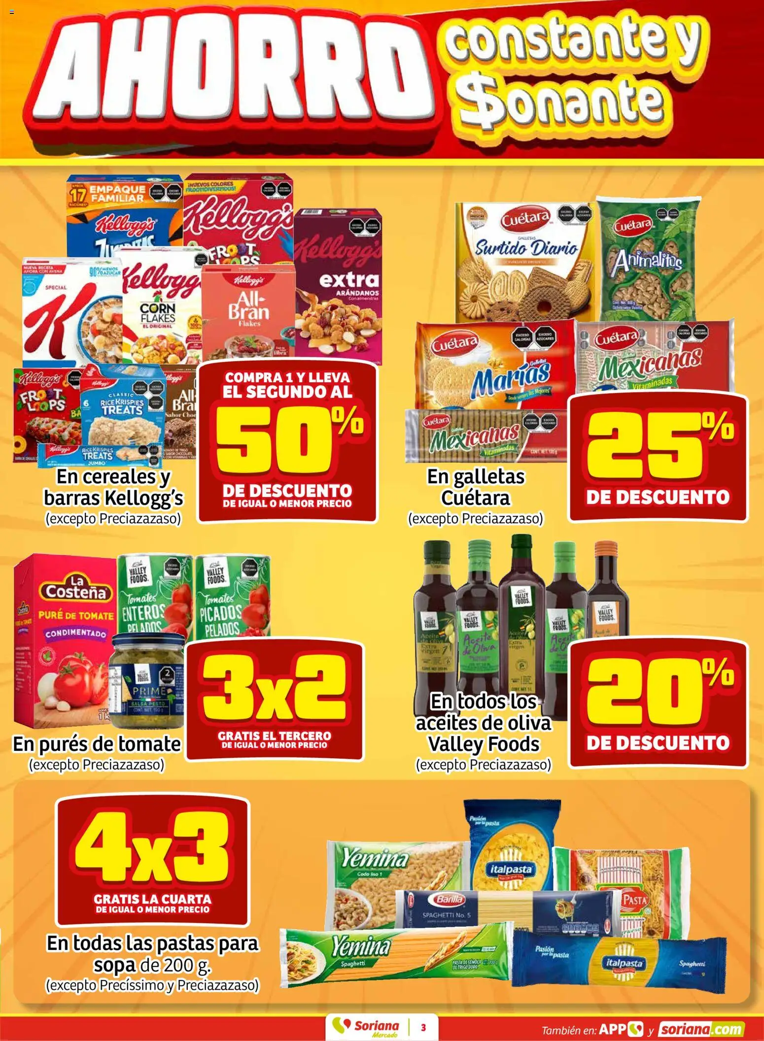 Nuevas ofertas de Soriana válidas en toda la República Mexicana desde el 19.02.2026. ¡Encuentra las mejores ofertas en Soriana - Fin de Semana Mercado: Ver, Tab, Chis, Camp, Yuc y Q. Roo! | Página: 3 | Productos: Avena, Sopa, Pure de Tomate, Cereales