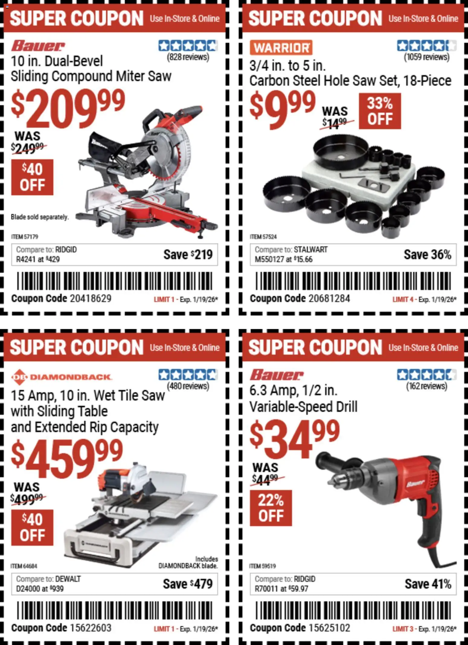 Harbor Freight Weekly Ad - valid from 29.12.2025 | Page: 11 | Products: Saw, Table, Miter Saw