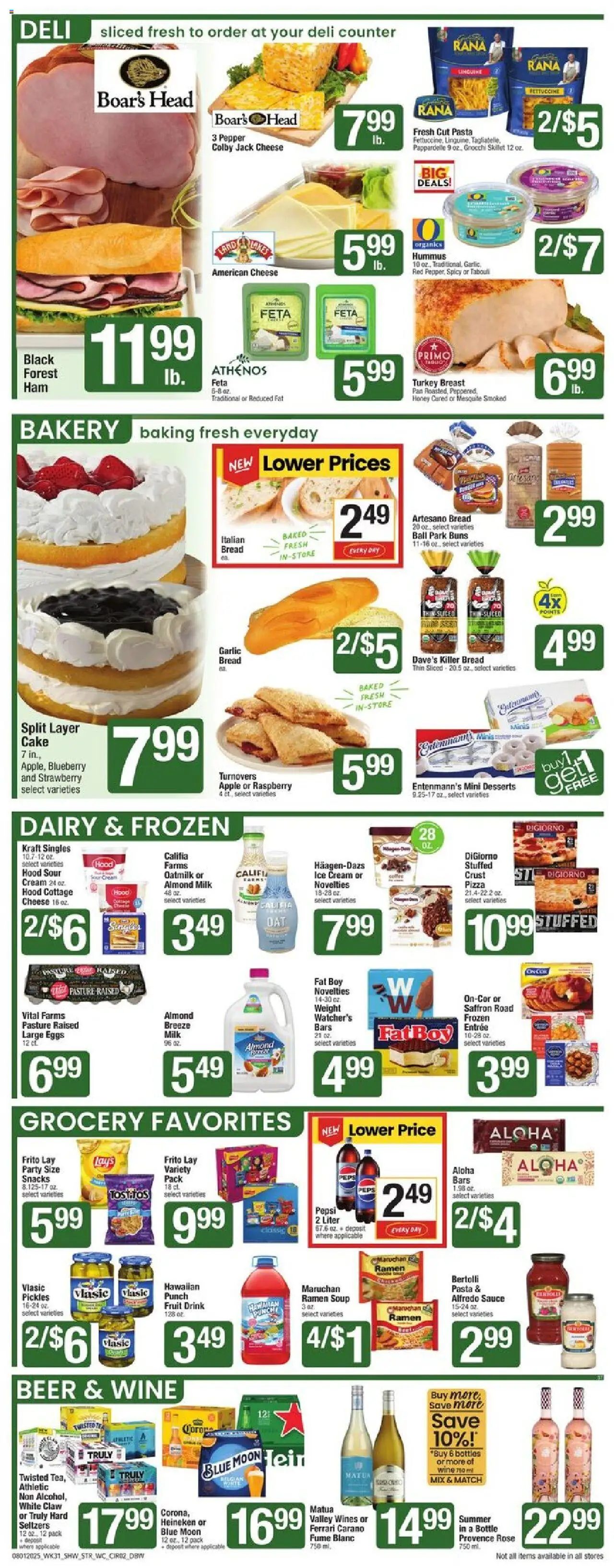 Star Market Weekly Ad - valid from 01.08.2025 | Page: 4 | Products: Bakery, Wine, Sauce, Raspberry