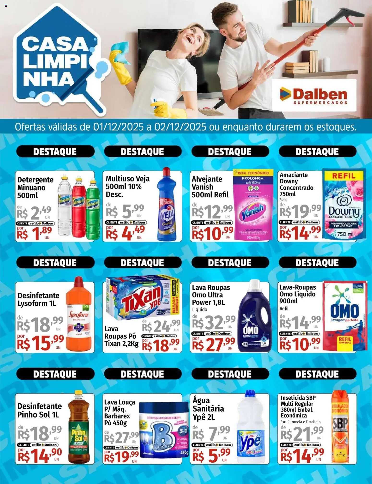Supermercado Dalben Folheto - válido de 01.12.2025 | Página: 1 | Produtos: Pó, Cloro, Vanish, Desinfetante