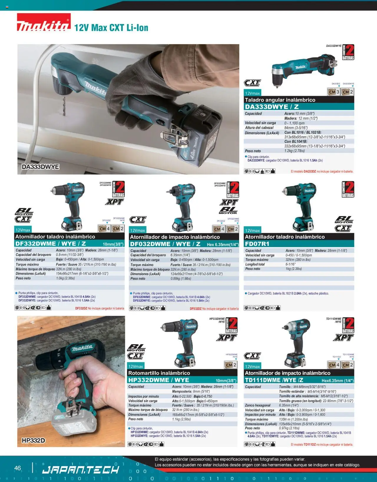 Nuevas ofertas de Makita válidas en toda la República Mexicana desde el 07.10.2024. ¡Encuentra las mejores ofertas en Makita catálogo Líneas de Ensamble! | Página: 46 | Productos: Estuche, Taladro, Rotomartillo, Batería