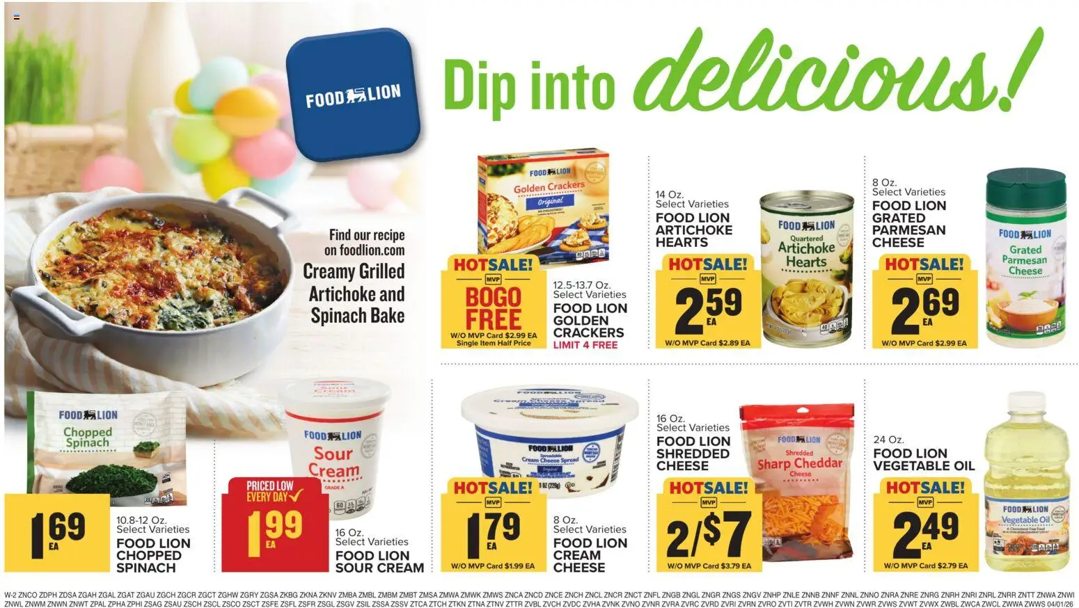 Food Lion Weekly Ad - valid from 01.04.2026 | Page: 14 | Products: Cheese, Oil, Sour cream, Cream