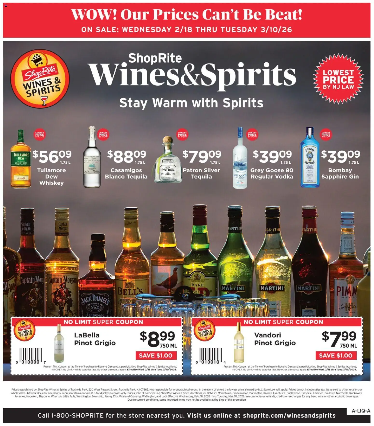 ShopRite Wine & Spirits - valid from 18.02.2026 | Page: 1 | Products: Wine, Gin, Vodka, Whiskey