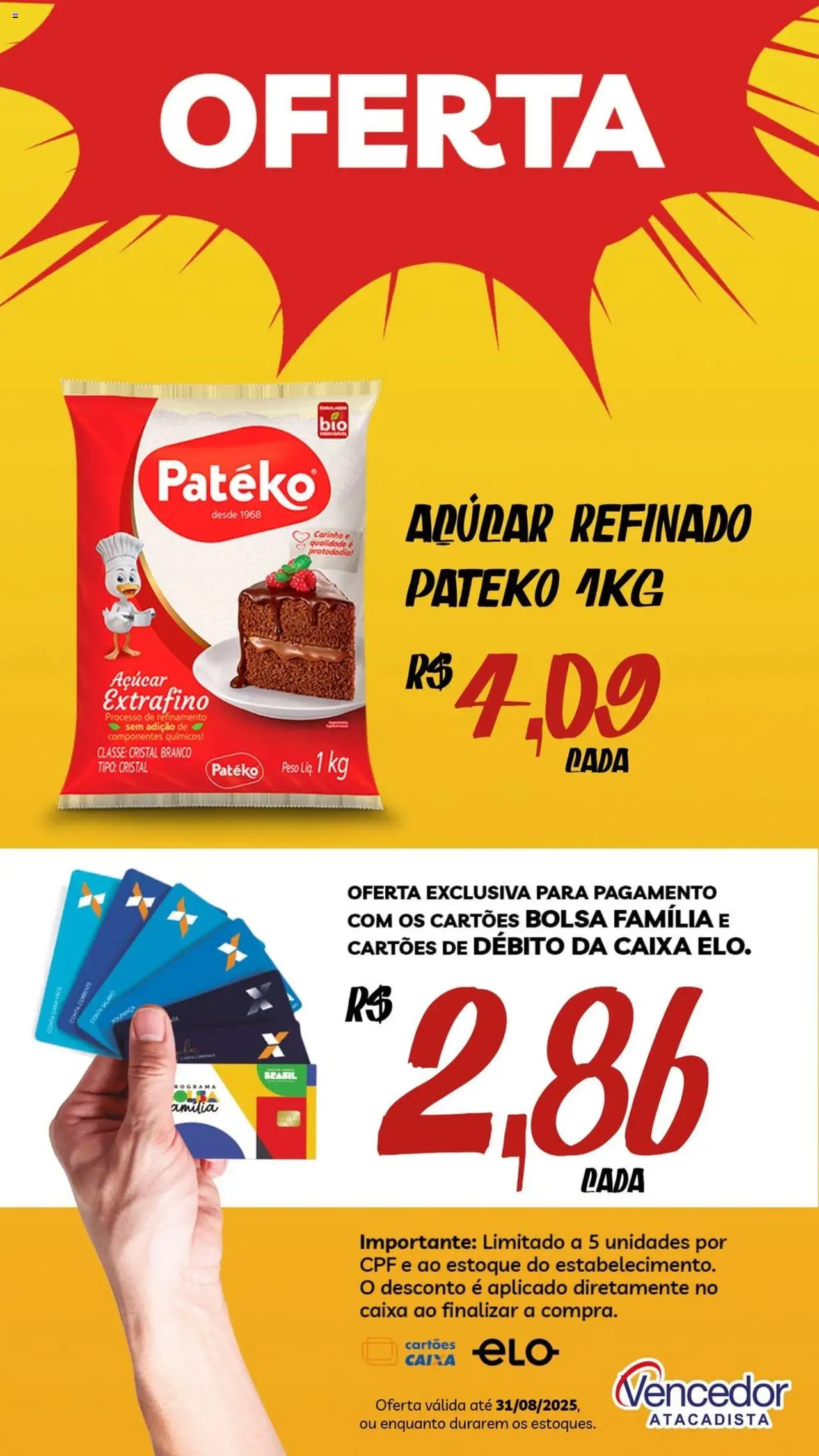 Vencedor Atacadista Folheto - válido de 12.08.2025 | Página: 4 | Produtos: Caixa, Açúcar, Bolsa