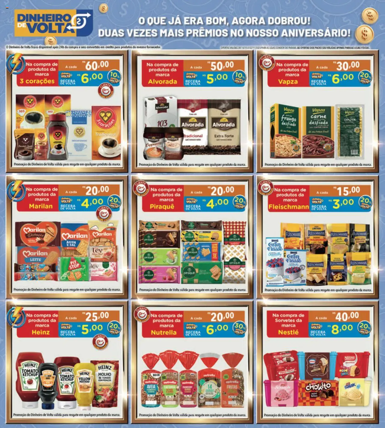 Supermercados Condor Folheto - válido de 15.10.2025 | Página: 2 | Produtos: Leite, Carne, Ketchup, Frango