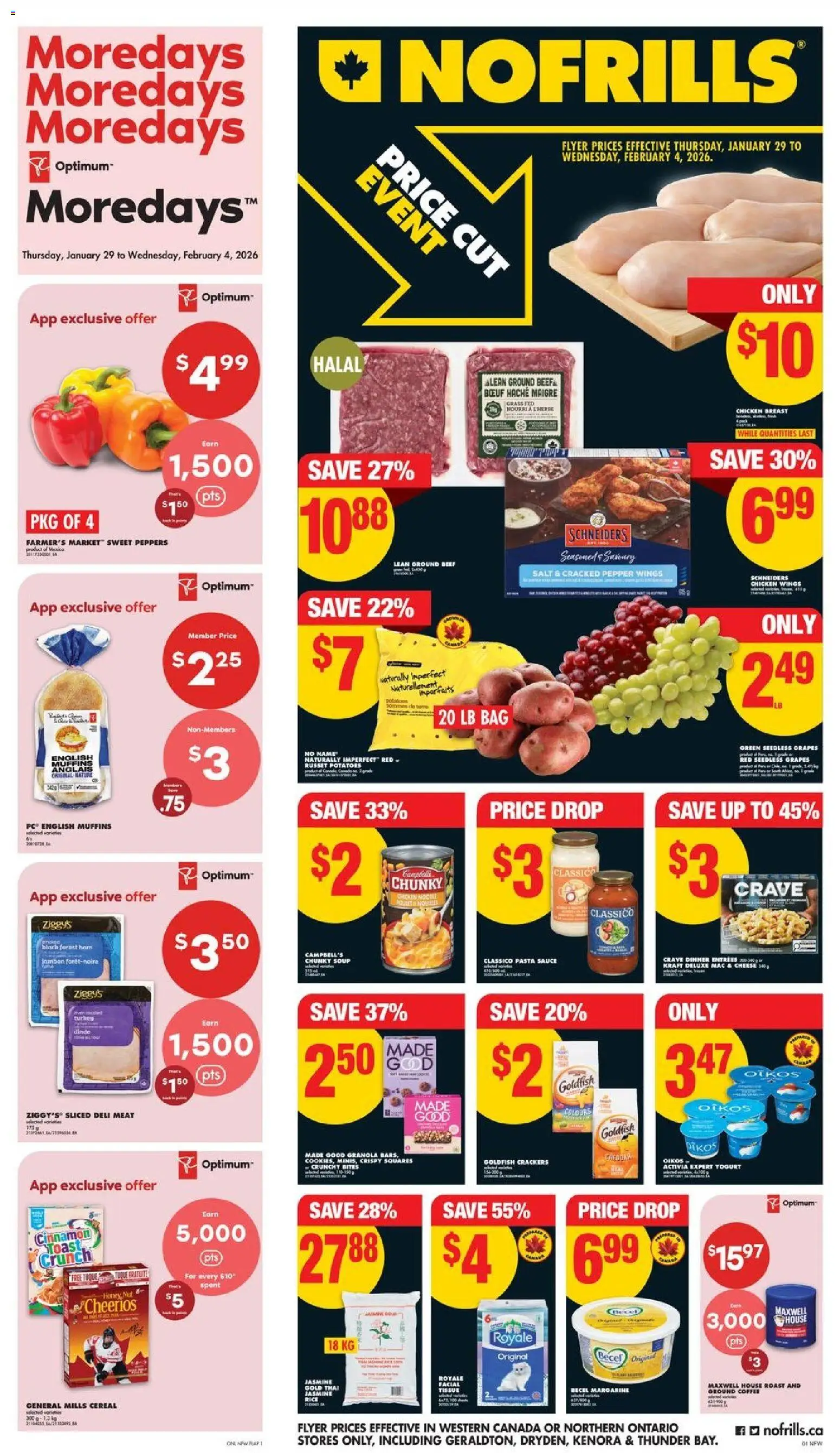 No Frills flyer valid from 29.01.2026 | Page: 1 | Products: Rice, Chicken wings, Potatoes, Yogurt