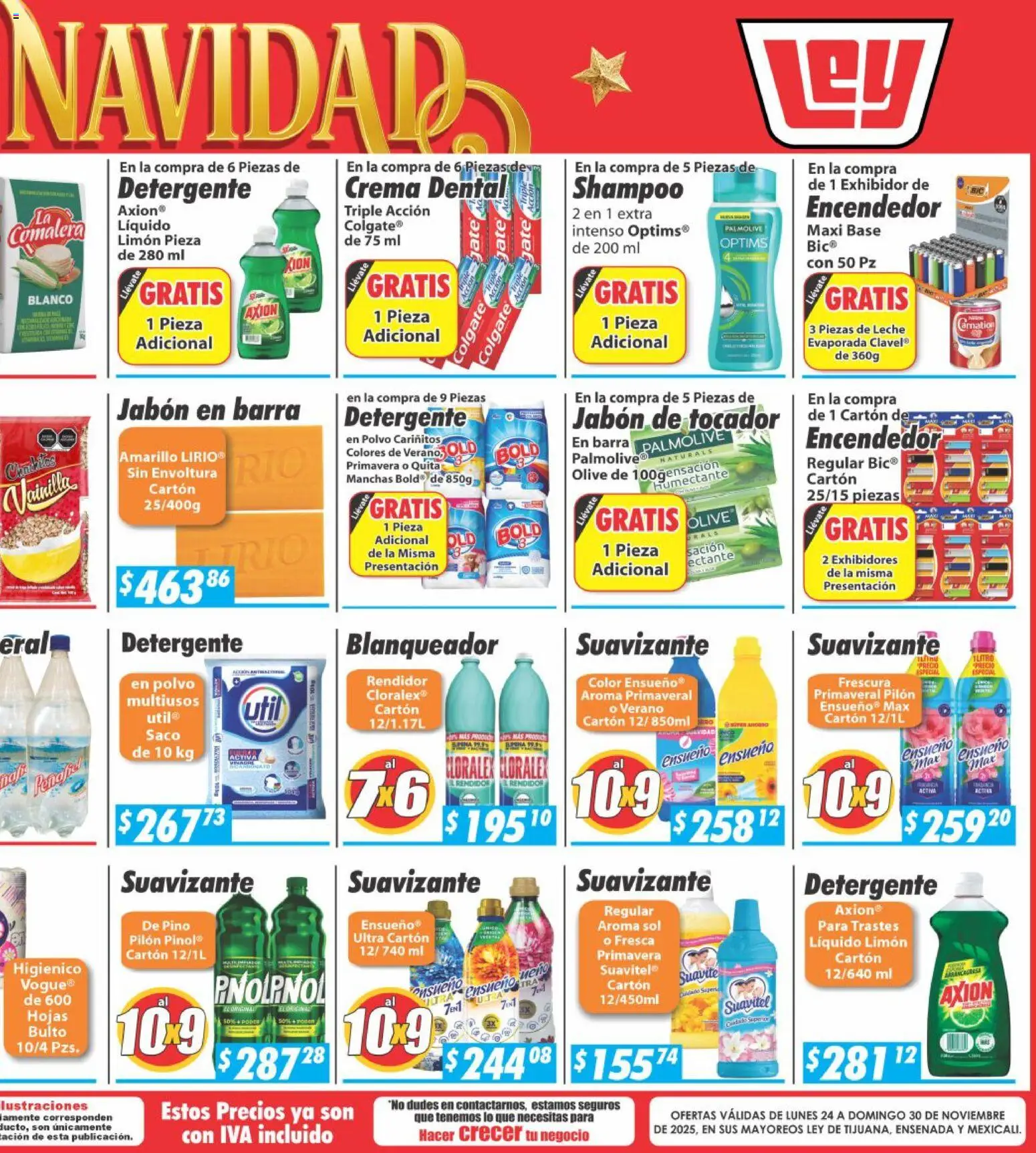 Nuevas ofertas de Casa Ley válidas en toda la República Mexicana desde el 24.11.2025. ¡Encuentra las mejores ofertas en Casa Ley folleto Frontera! | Página: 6 | Productos: Detergente, Crema, Leche, Suavizante