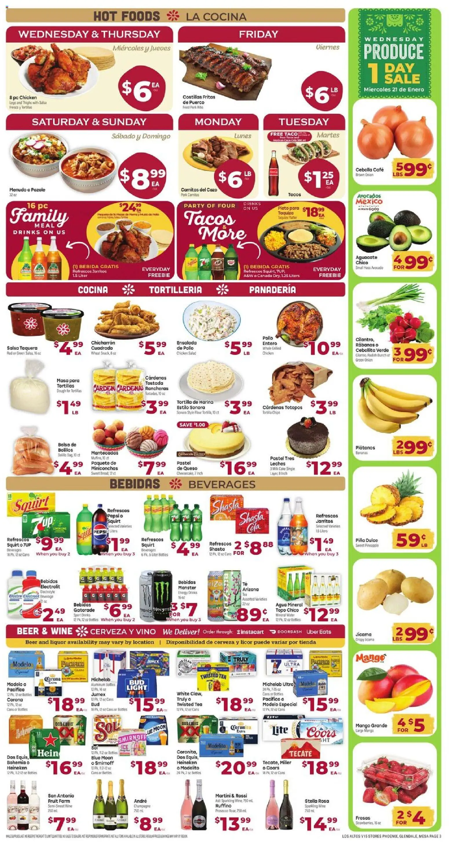 Cardenas Weekly Ad - AZ - valid from 21.01.2026 | Page: 3 | Products: Beer, Pork, Pineapple, Onion