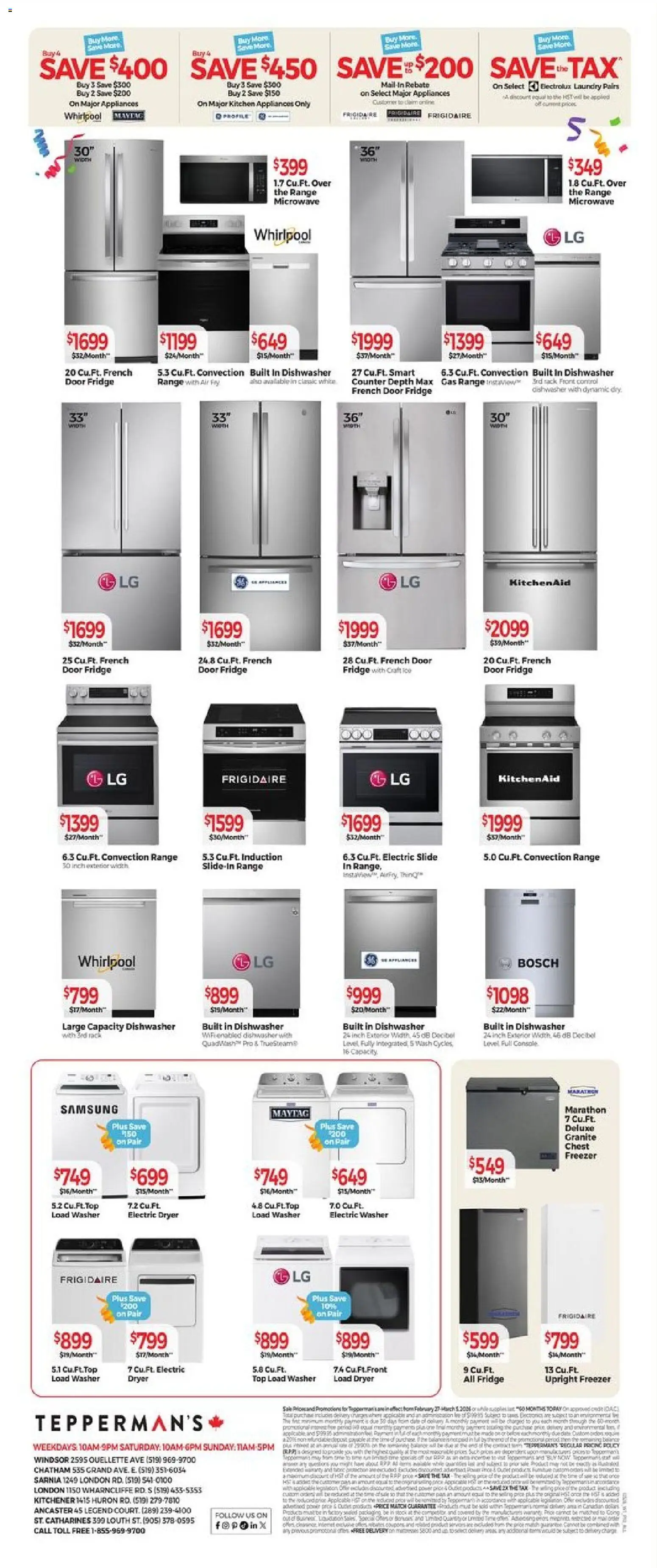 Tepperman's flyer valid from 27.02.2026 | Page: 14 | Products: Freezer, Dryer, Dishwasher