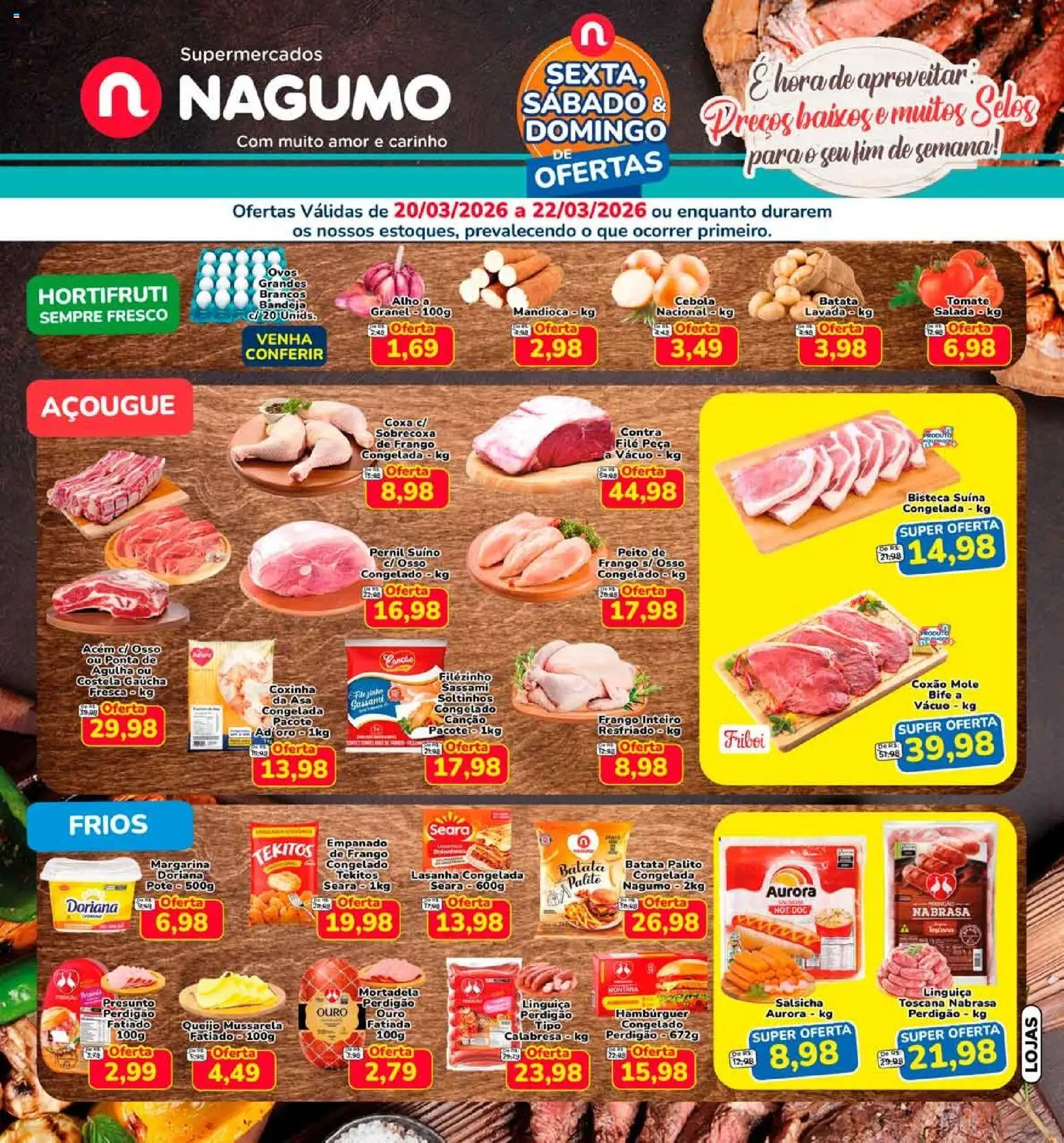 Nagumo Folheto - válido de 20.03.2026 | Página: 1 | Produtos: Mandioca, Salsicha, Ovos, Mussarela