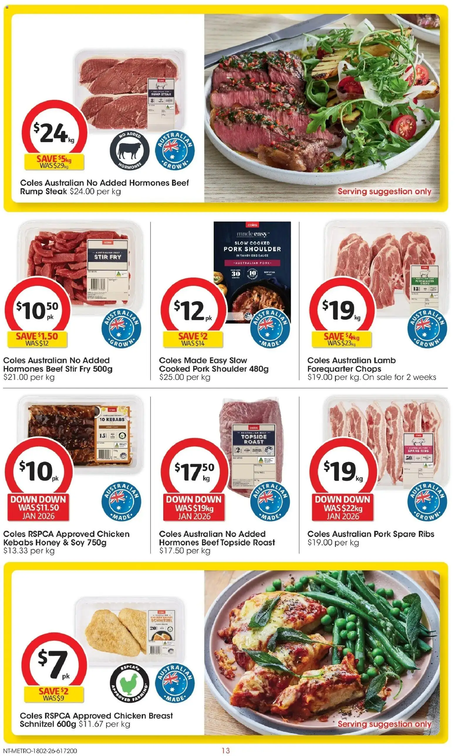 Coles catalogue - valid from 18.02.2026 | Page: 13 | Products: Honey, Chicken, Pork, Steak