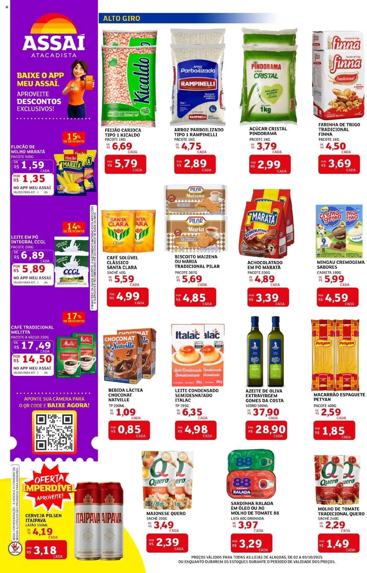 Assaí Atacadista Folheto - válido de 02.10.2025 | Página: 2 | Produtos: Pó, Farinha de trigo, Sardinha, Leite em pó
