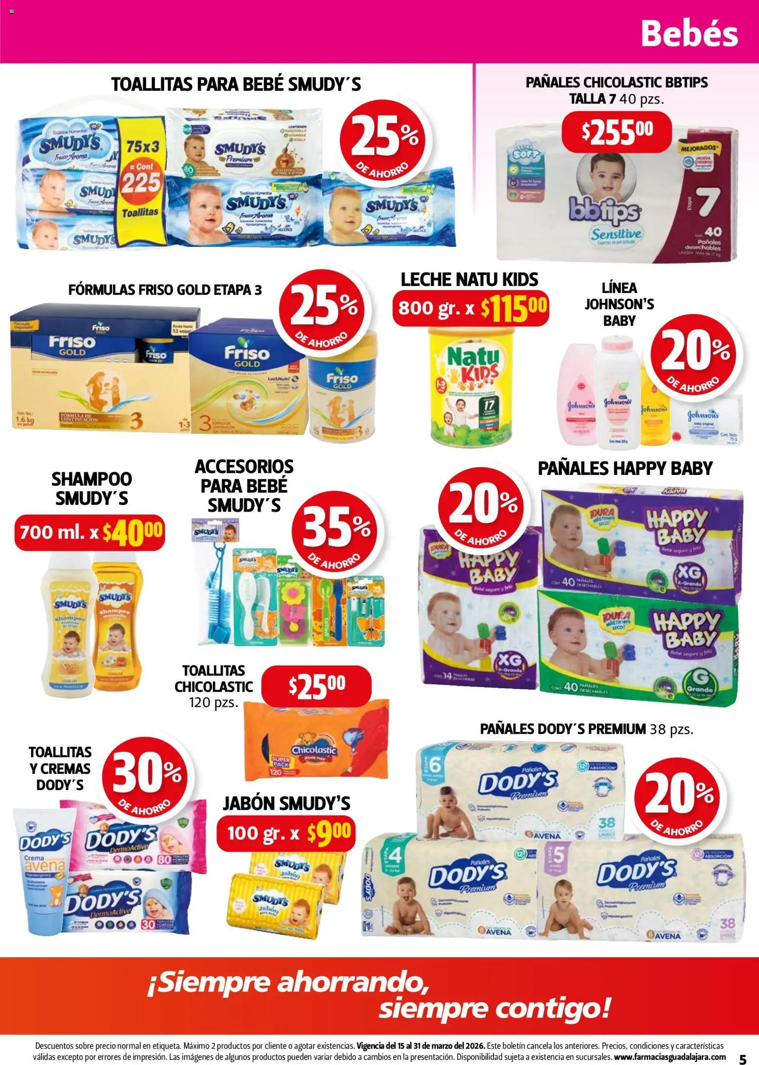 Nuevas ofertas de Farmacia Guadalajara válidas en toda la República Mexicana desde el 15.03.2026. ¡Encuentra las mejores ofertas en Farmacia Guadalajara catálogo! | Página: 5 | Productos: Avena, Crema, Pañales, Sobre