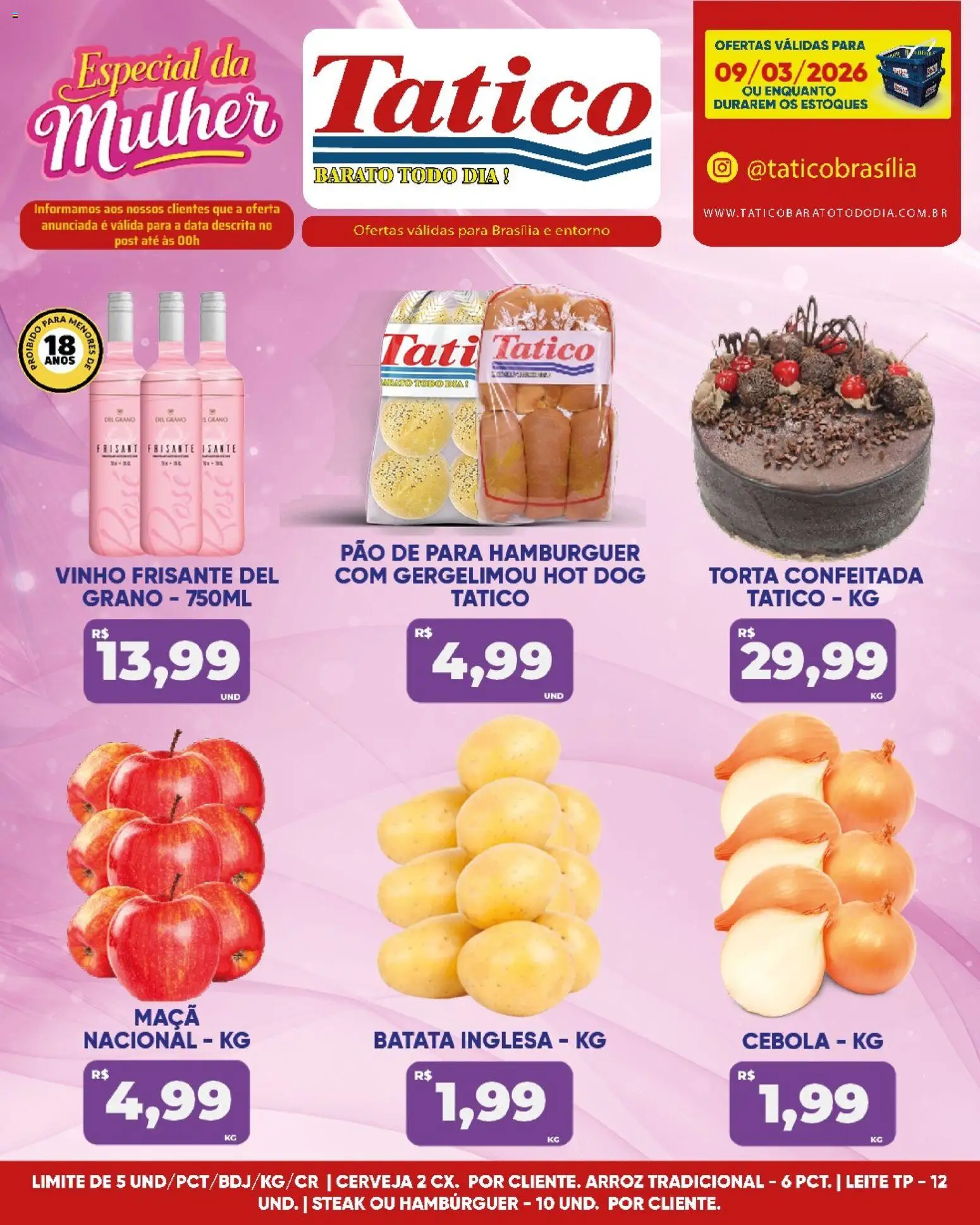 Tatico Folheto - válido de 09.03.2026 | Página: 8 | Produtos: Pão, Vinho, Hambúrguer, Pá