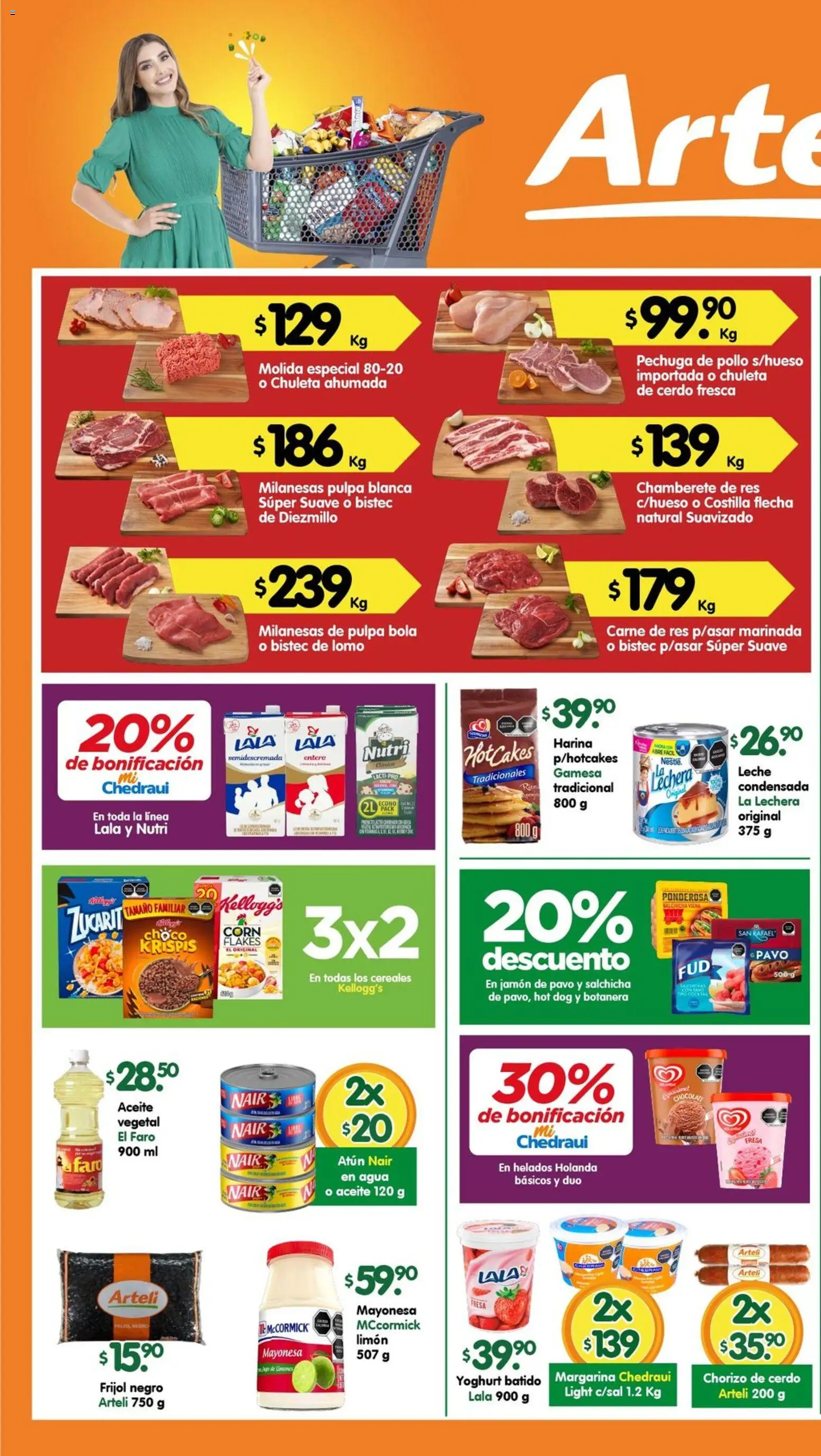 Nuevas ofertas de Arteli válidas en toda la República Mexicana desde el 27.04.2026. ¡Encuentra las mejores ofertas en Arteli folleto Tuxpan! | Página: 1 | Productos: Atún, Aceite, Chorizo, Margarina