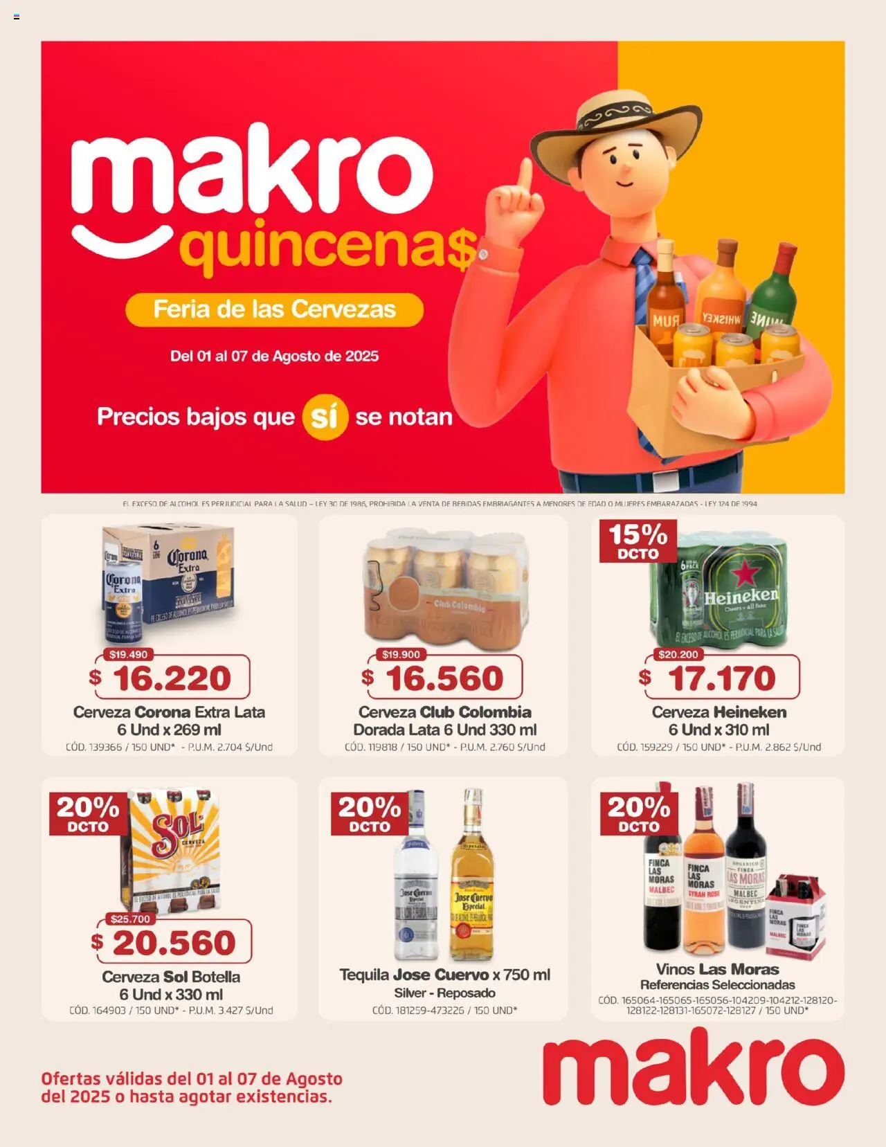 Makro revista - valida desde el 01.08.2025 | Página: 1 | Productos: Botella, Tequila, Biombo, Cerveza