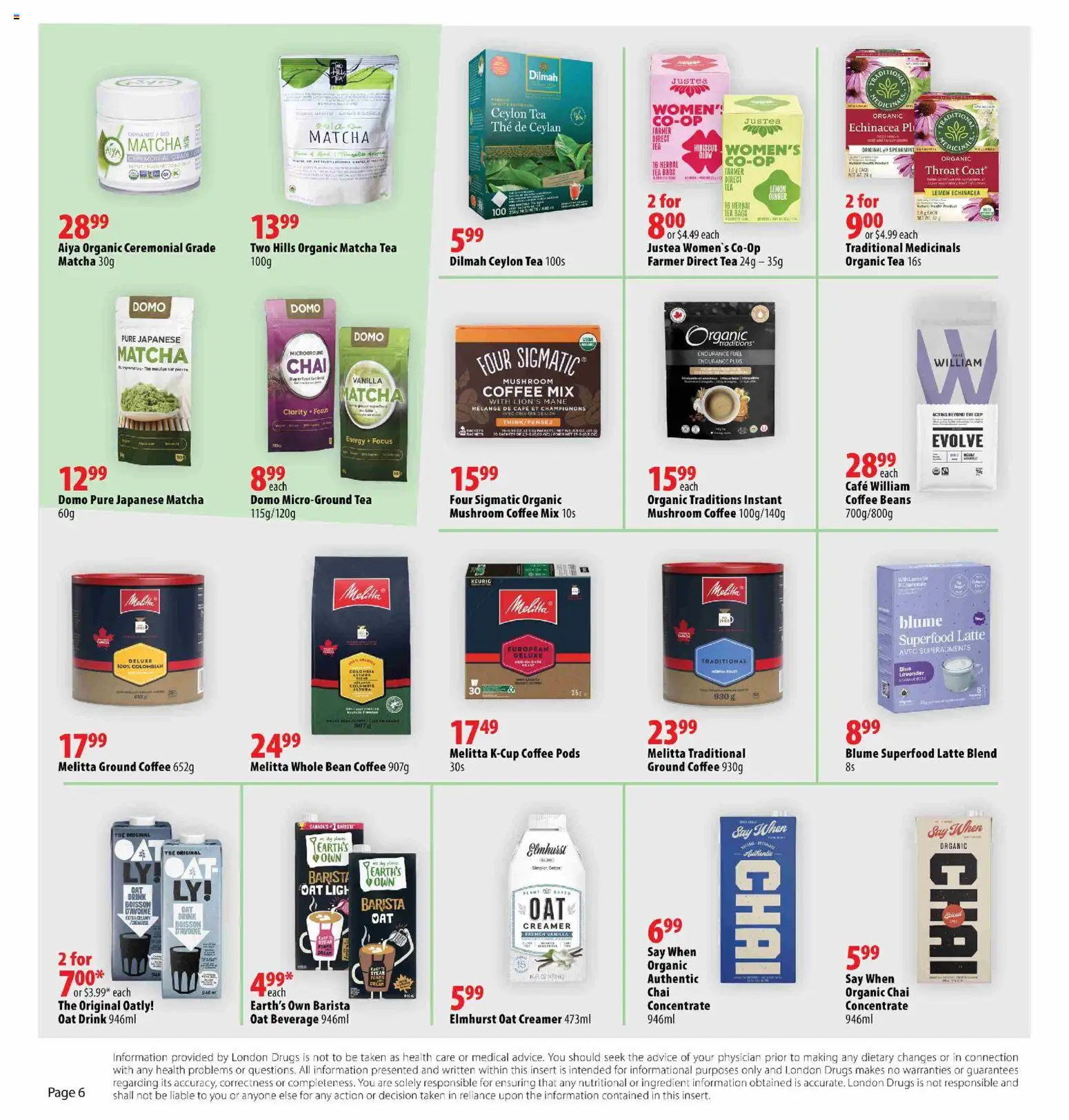London Drugs flyer valid from 31.12.2025 | Page: 6 | Products: Tea, Coat, Coffee