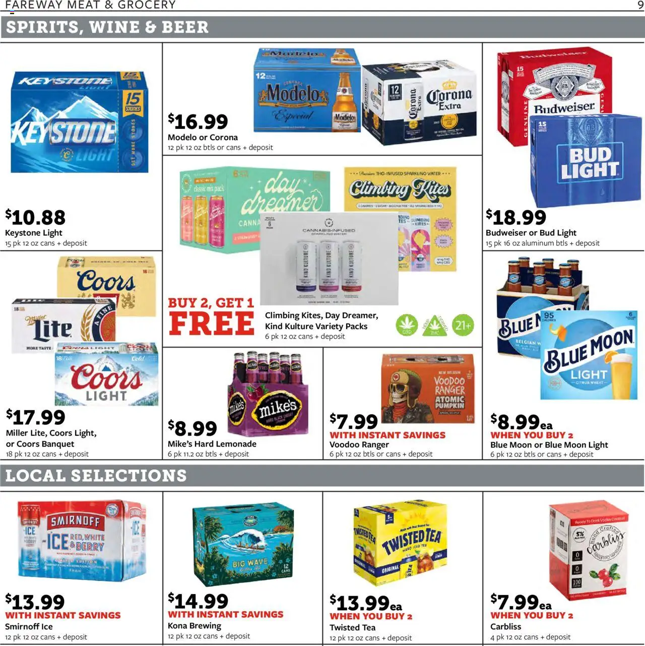 Fareway Weekly Ad - valid from 06.10.2025 | Page: 9 | Products: Wine, Beer, Water, Pumpkin